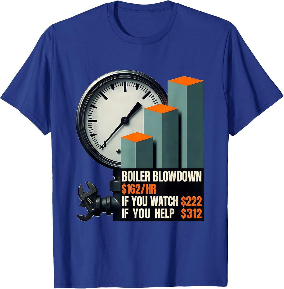 Boiler Blowdown Funny Plumber Hourly Rate Trade Humor T-Shirt - Royal Blue