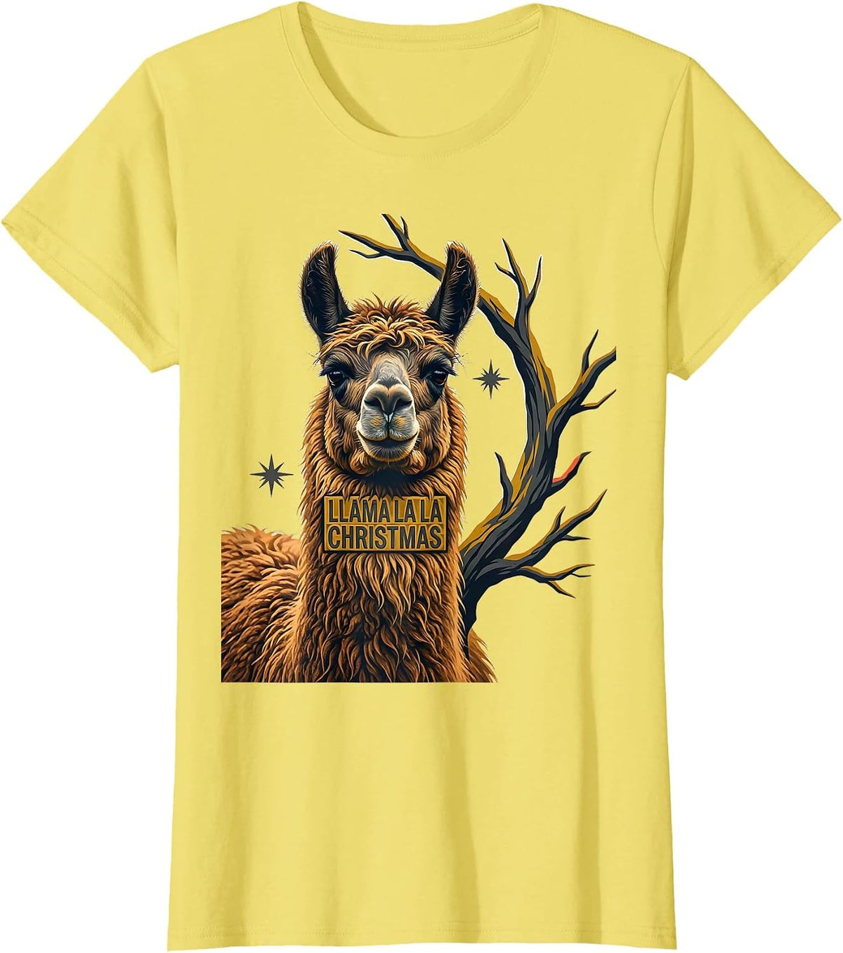 Llama La La Christmas Funny Llama Lover Animal Humor Gift T-Shirt - Lemon Yellow