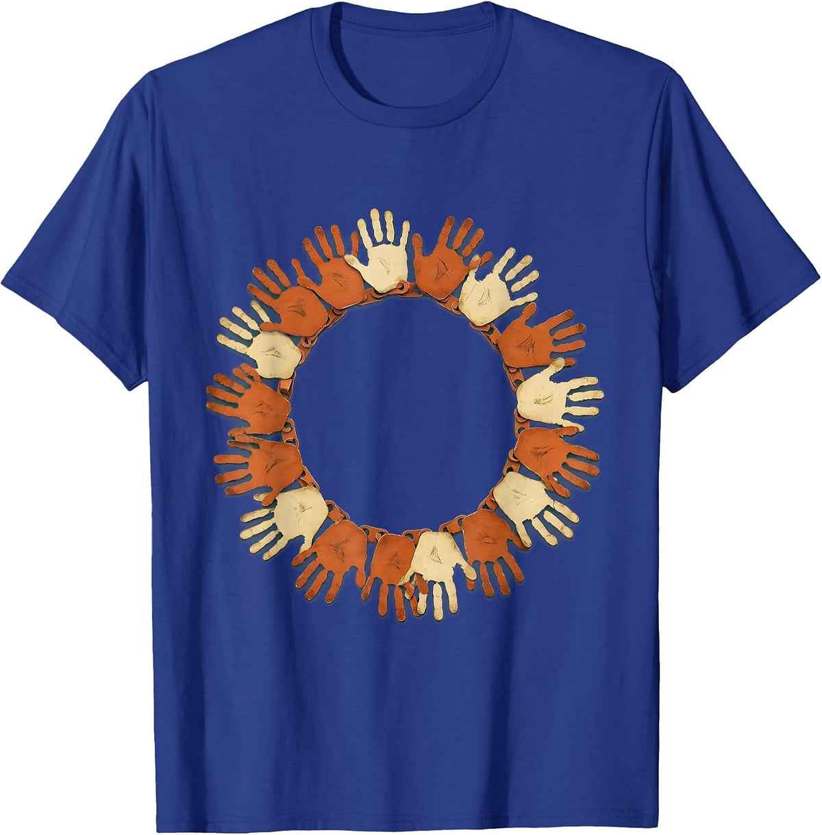 First Grade Teacher Paper Chain Handprint Art T-Shirt - Royal Blue