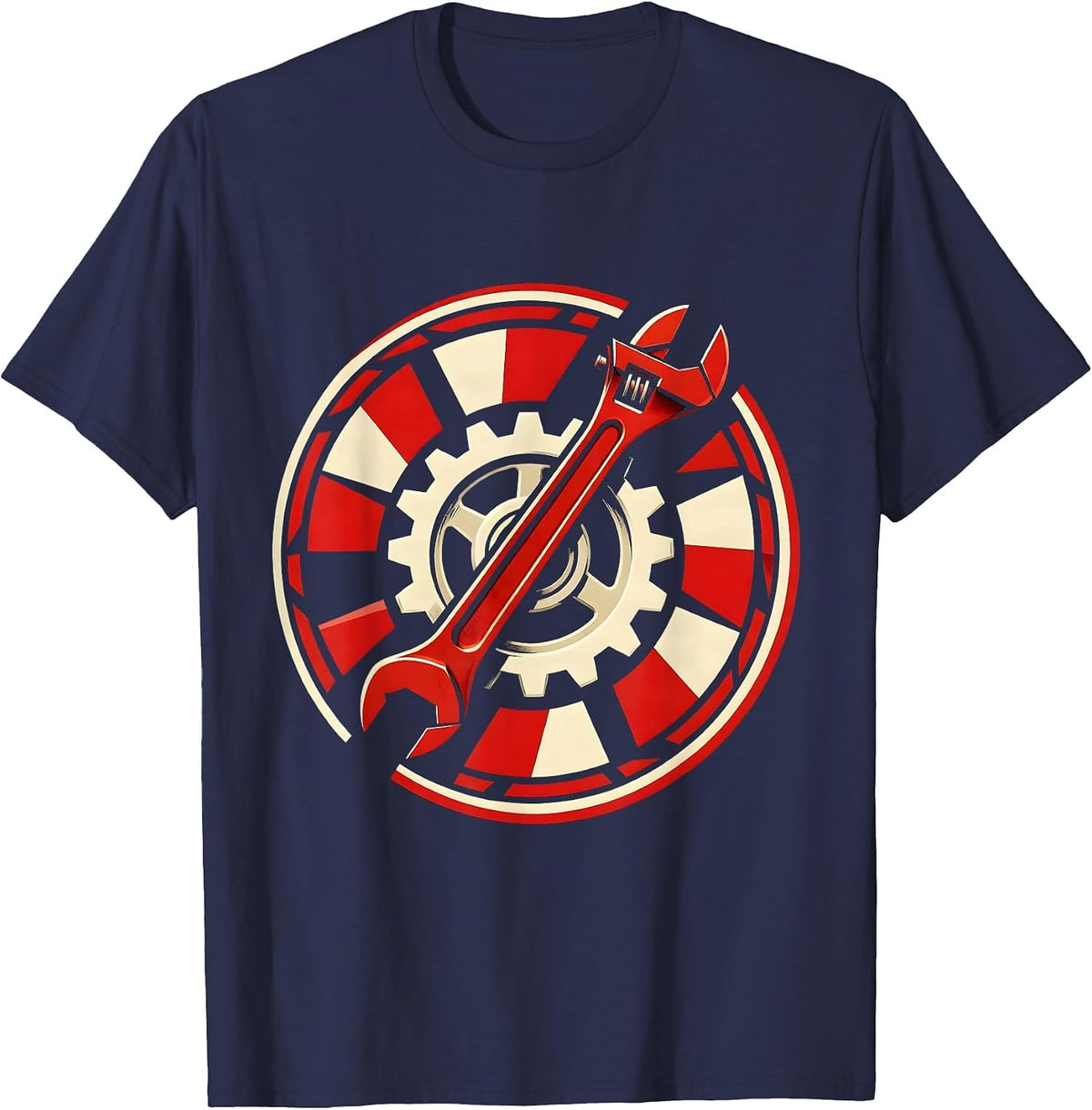 Men's Valley Forge Automotive Wrench and Gear Illustration T-Shirt - Navy Blue