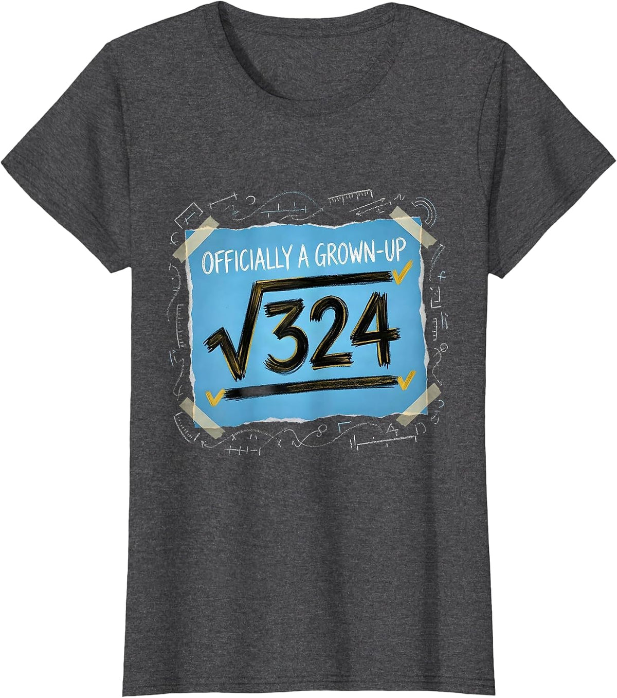 Women's Officially A Grown-Up Square Root Age Math Birthday Gift T-Shirt - Dark Heather Grey