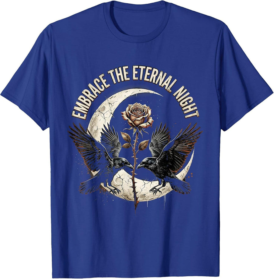 Embrace the Eternal Night Goth Dark Design T-Shirt - Royal Blue