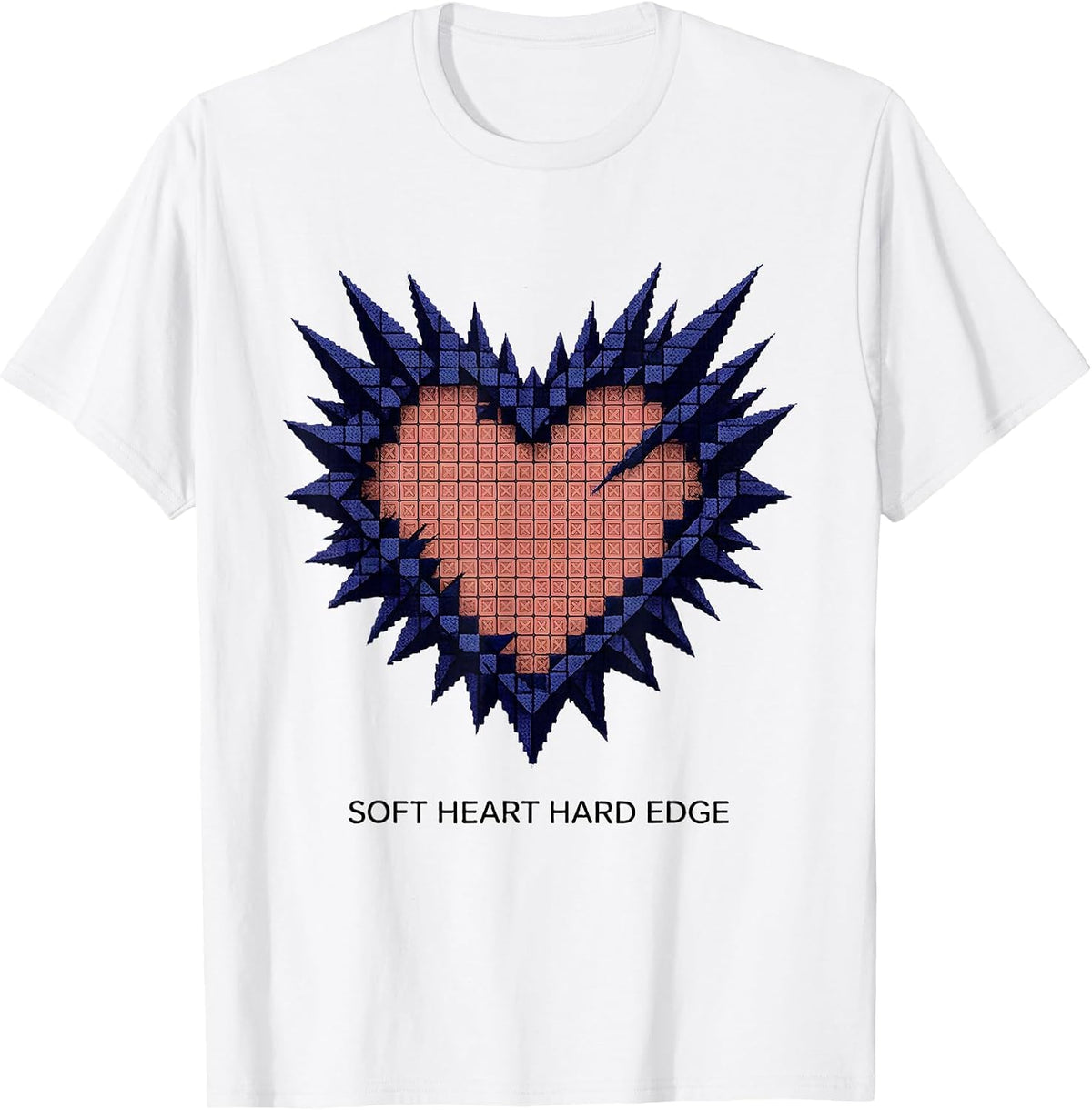 Men's Soft Heart Hard Edge Punk Design T-Shirt - White