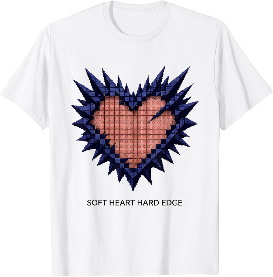 Men's Soft Heart Hard Edge Punk Design T-Shirt - White
