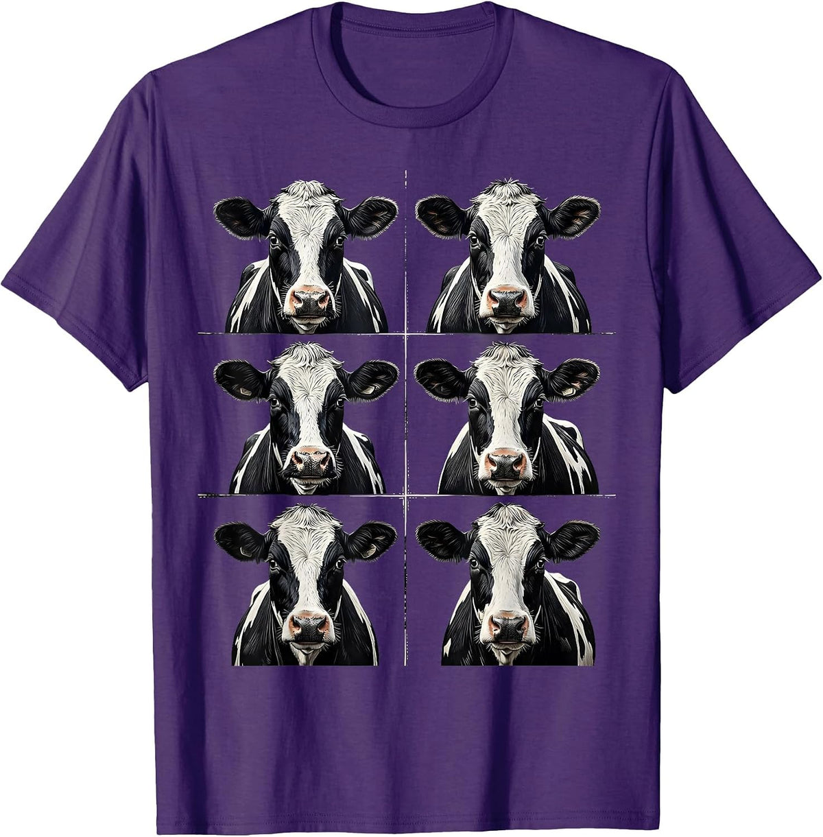 Men's Holstein Cow Portrait Funny Farm Animal Humor T-Shirt - Purple