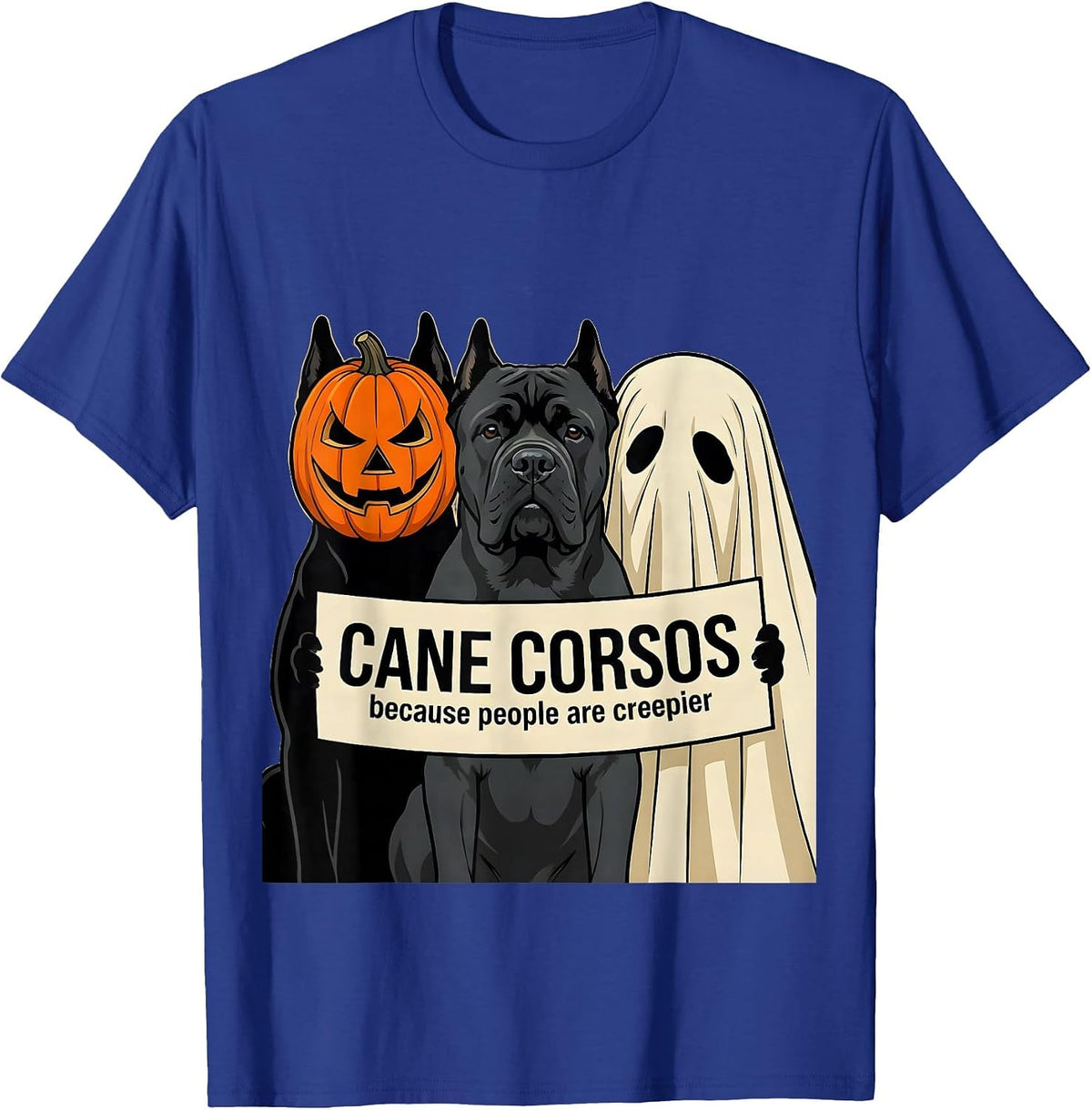 Cane Corsos, because people are creepier Halloween T-Shirt - Royal Blue