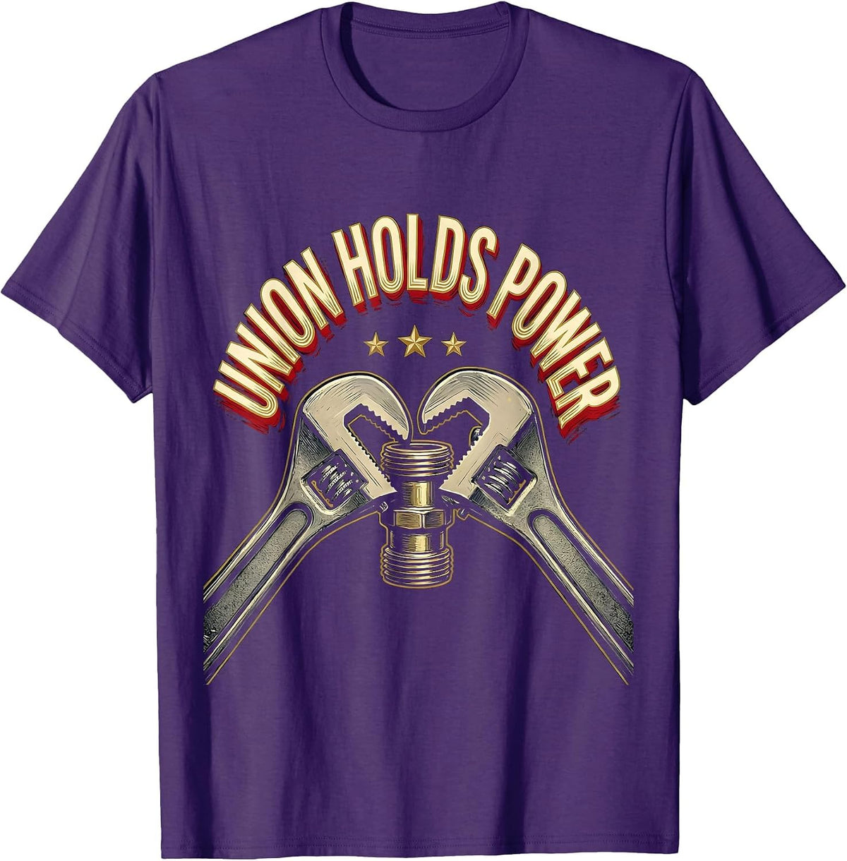 Men's Union Holds Power Sign Painter Skilled Trades Worker Labor T-Shirt - Purple