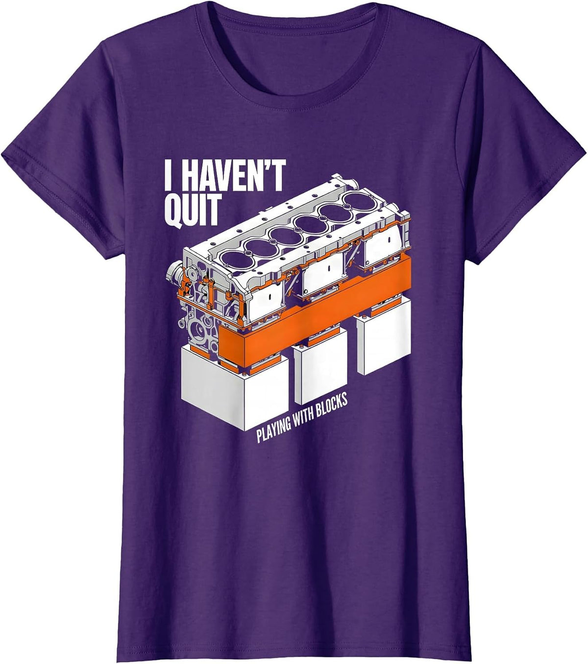 Women's I Haven't Quit Playing With Blocks Brutalist Mechanic Garage T-Shirt - Purple