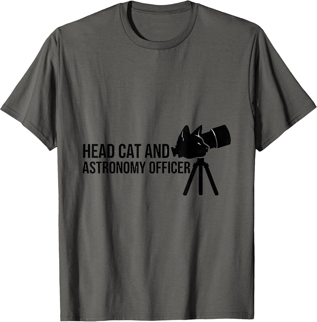 Head Cat And Astronomy Officer Funny Cat Lover Hobby Humor T-Shirt - Asphalt Grey