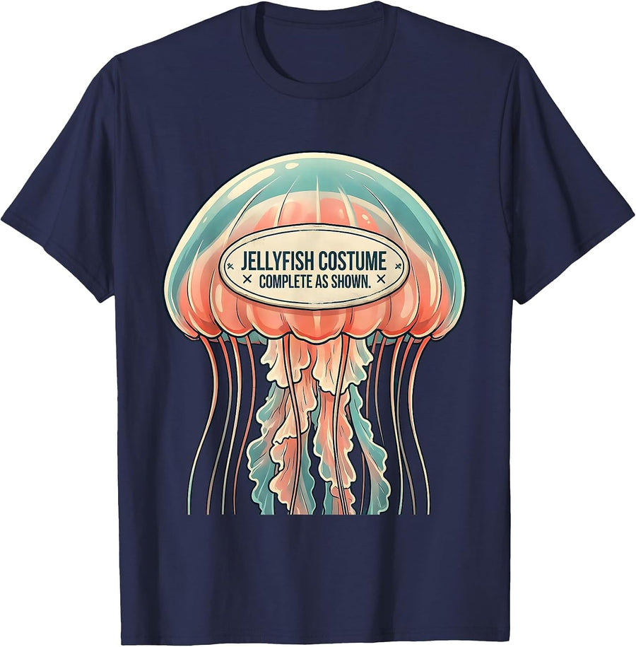 Jellyfish Costume Complete As Shown Halloween Gag T-Shirt - Navy Blue