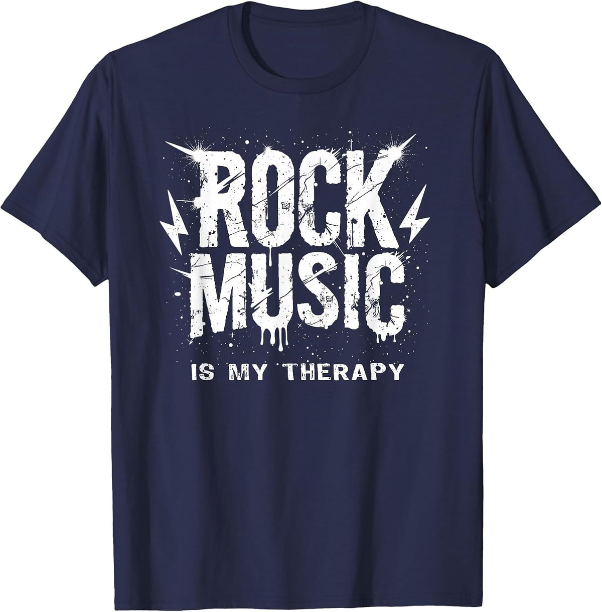 Rock Music is My Therapy T-Shirt - Navy Blue