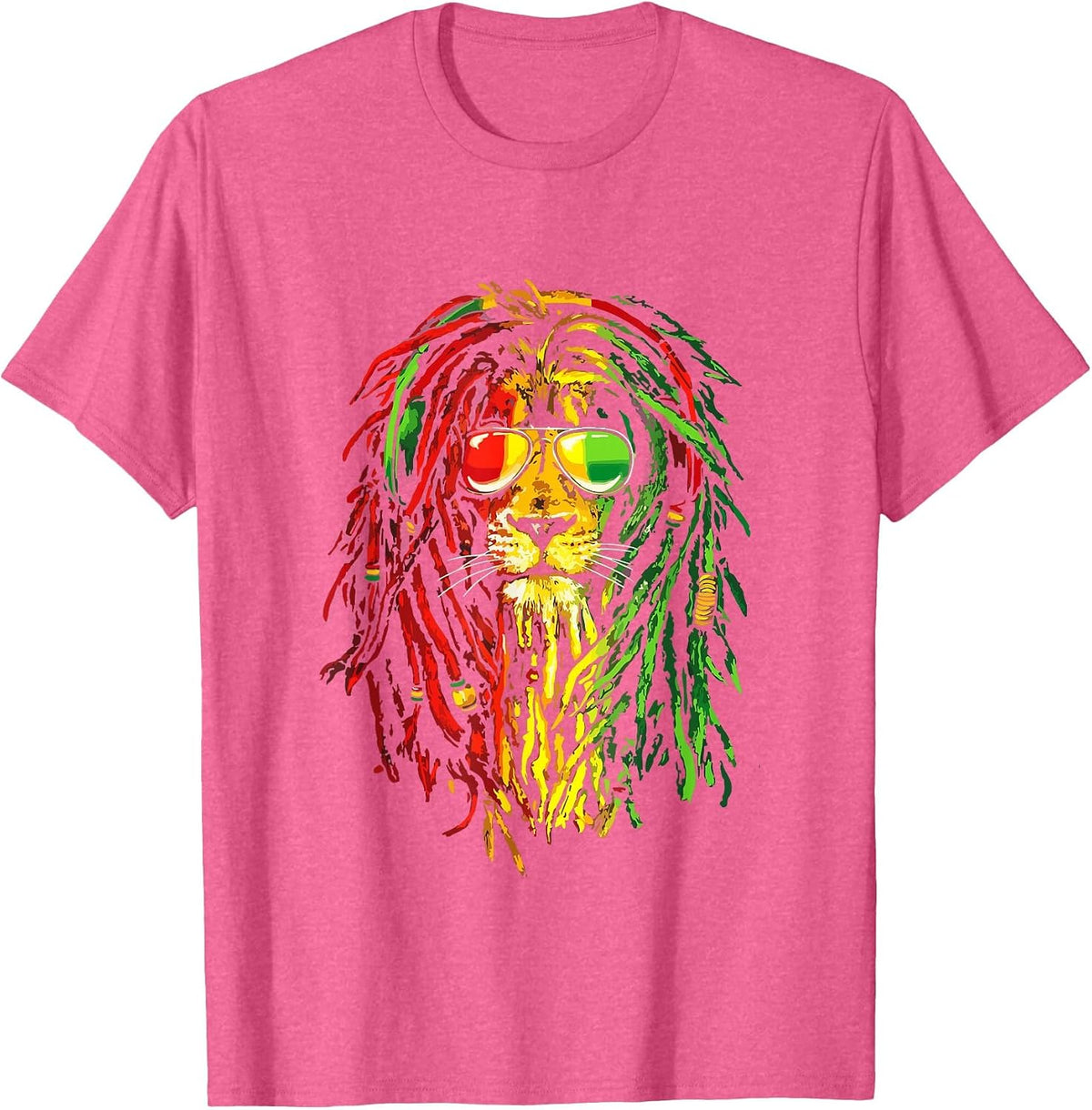 Reggae Music Lovers Tshirt, Jamaican Royal Lion t-Shirt T-Shirt - Pink Heather