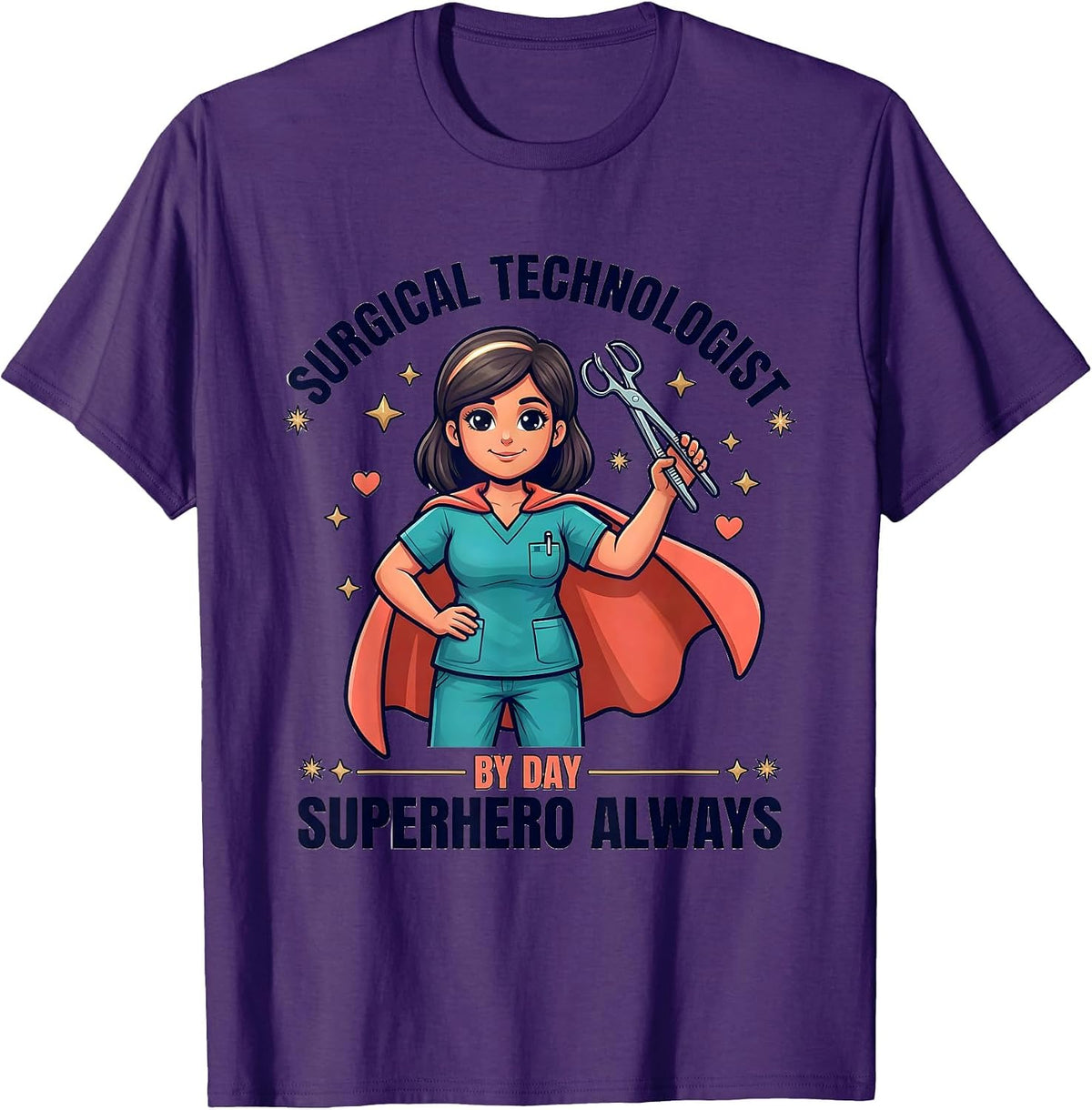 Surgical Technologist By Day, Superhero Always Scrub Tech T-Shirt - Purple