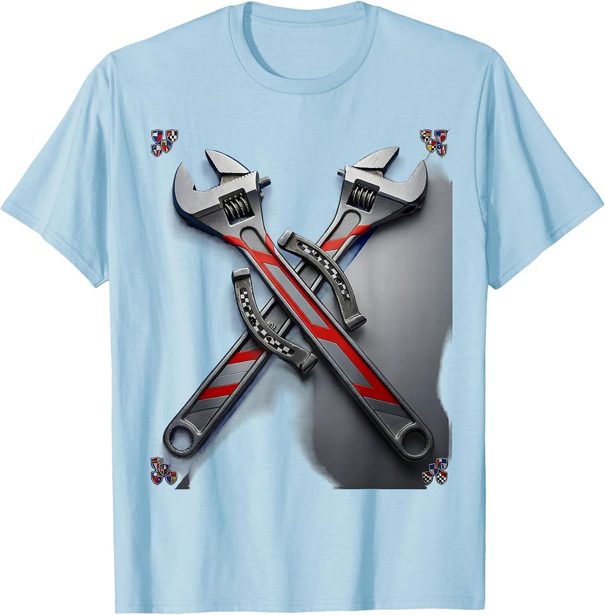 Men's Valley Forge Automotive Wrench and Horseshoe Graphic T-Shirt - Baby Blue