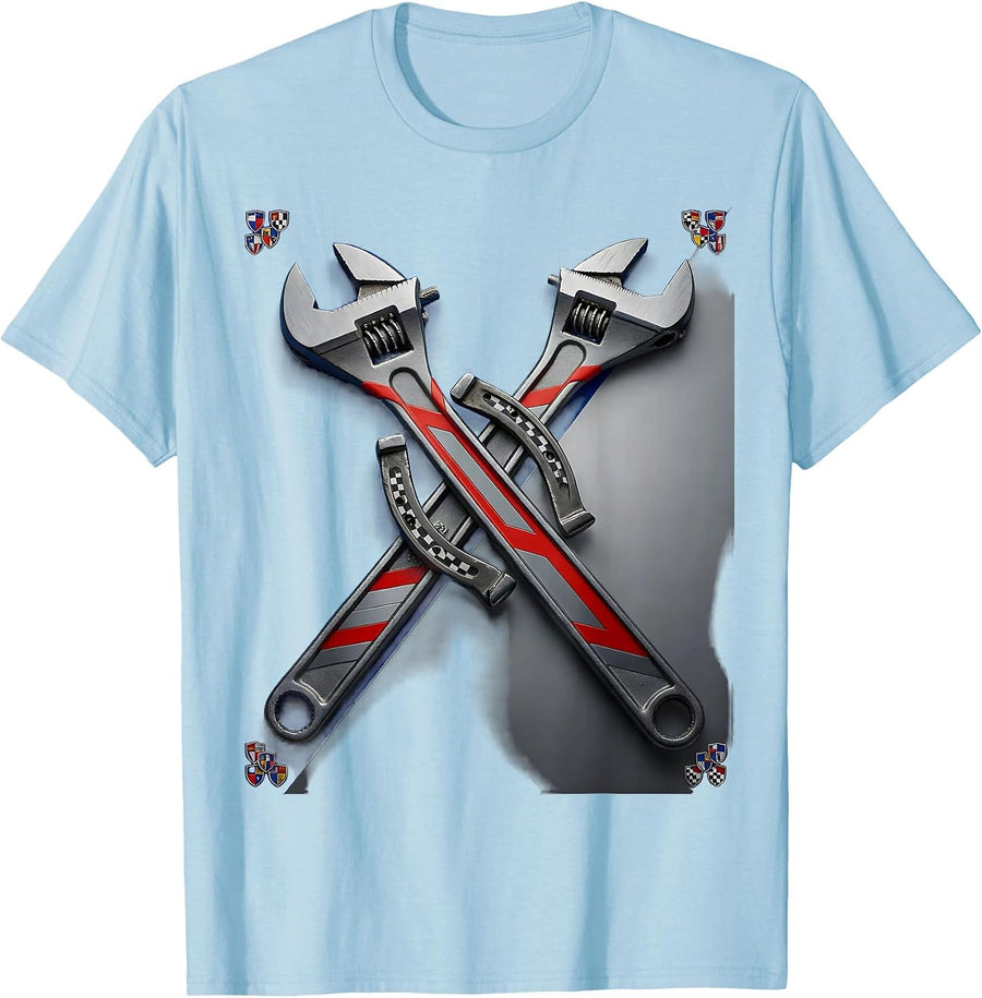 Men's Valley Forge Automotive Wrench and Horseshoe Graphic T-Shirt - Baby Blue