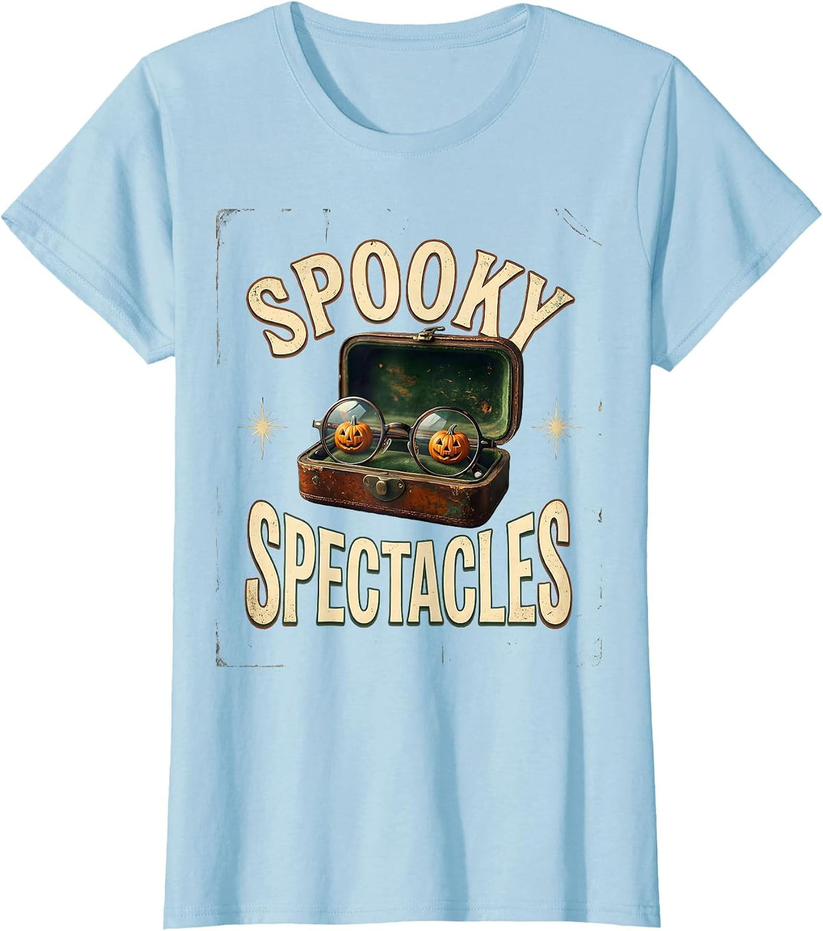 Spooky Spectacles Vintage Funny Optometrist Halloween Eye T-Shirt - Baby Blue
