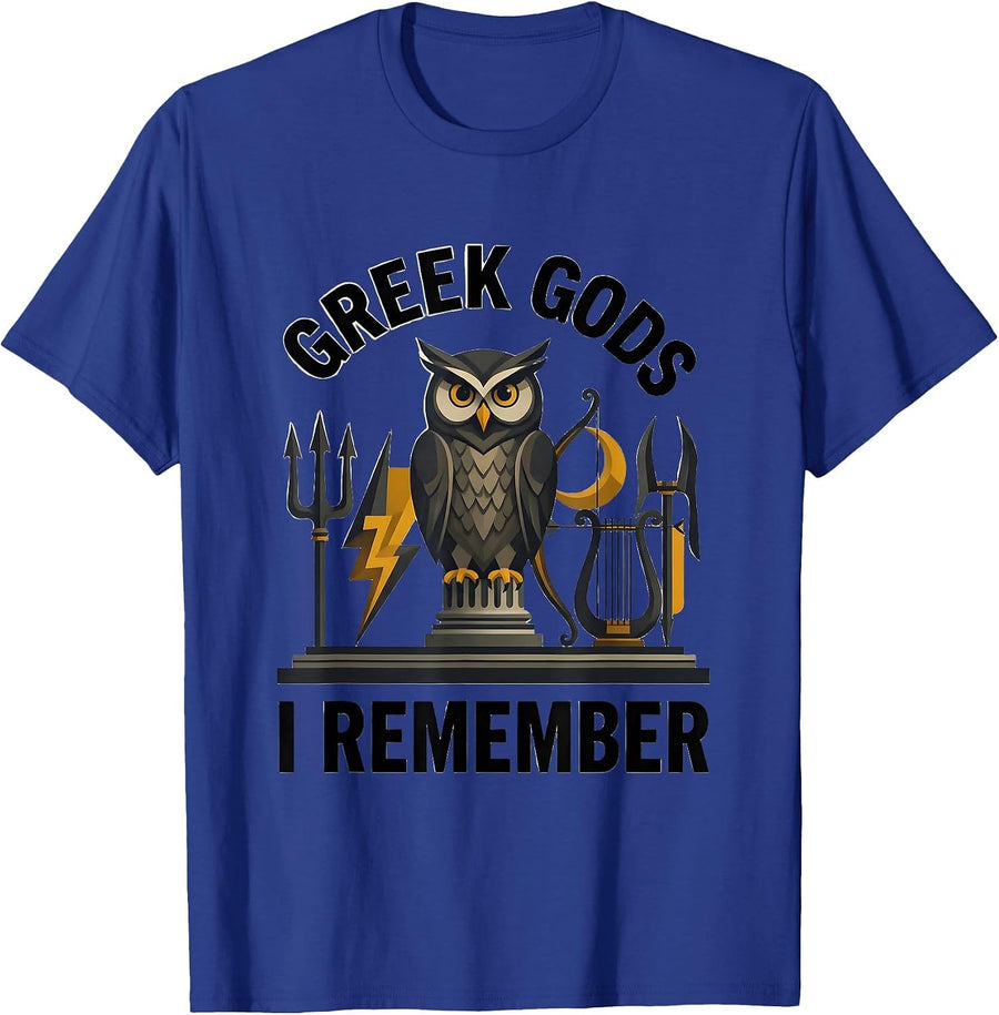 Greek Gods I Remember Minimalist Myth Lover Gift T-Shirt - Royal Blue