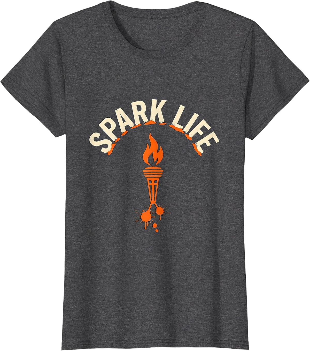 Women's Spark Life Bold Stencil Welder Blue Collar Worker Humor T-Shirt - Dark Heather Grey