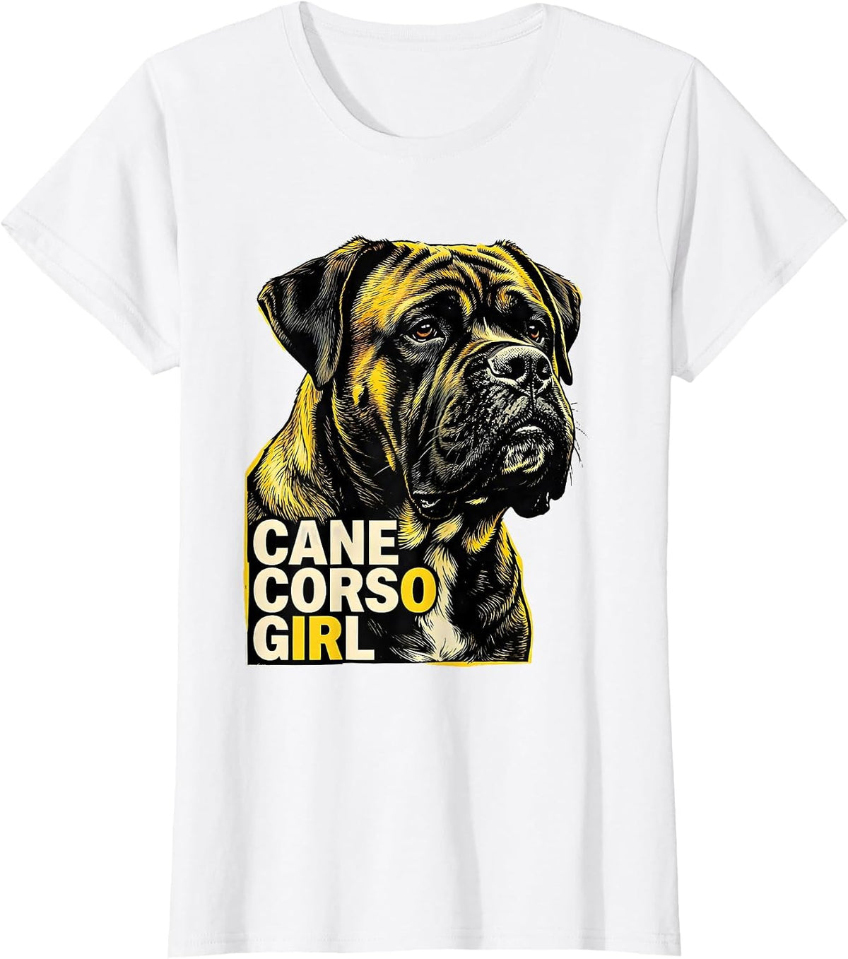Cane Corso Girl Stencil Graphic Dog Lover Pride T-Shirt - White