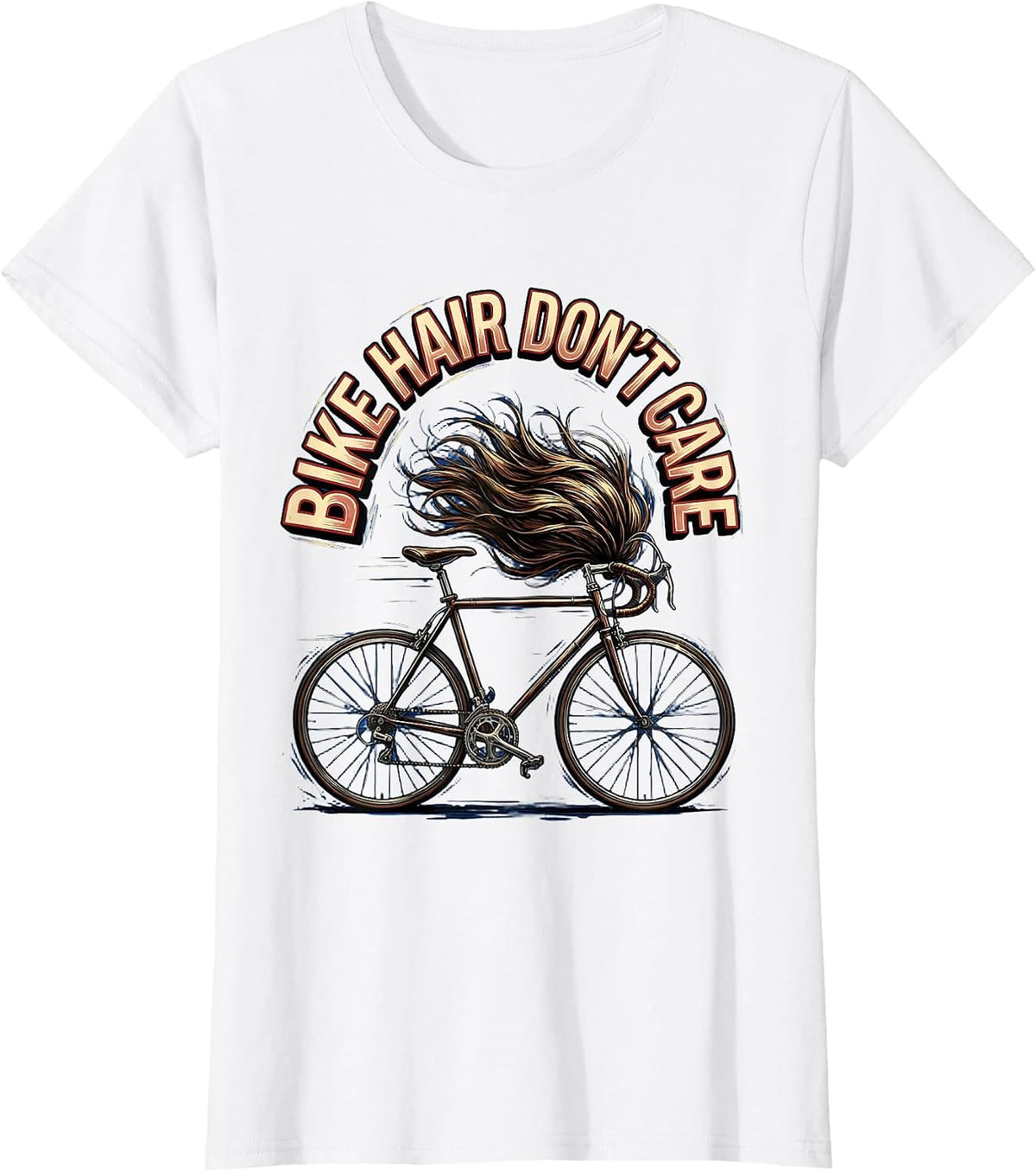 Bike Hair Don't Care Cycling Design T-Shirt - White