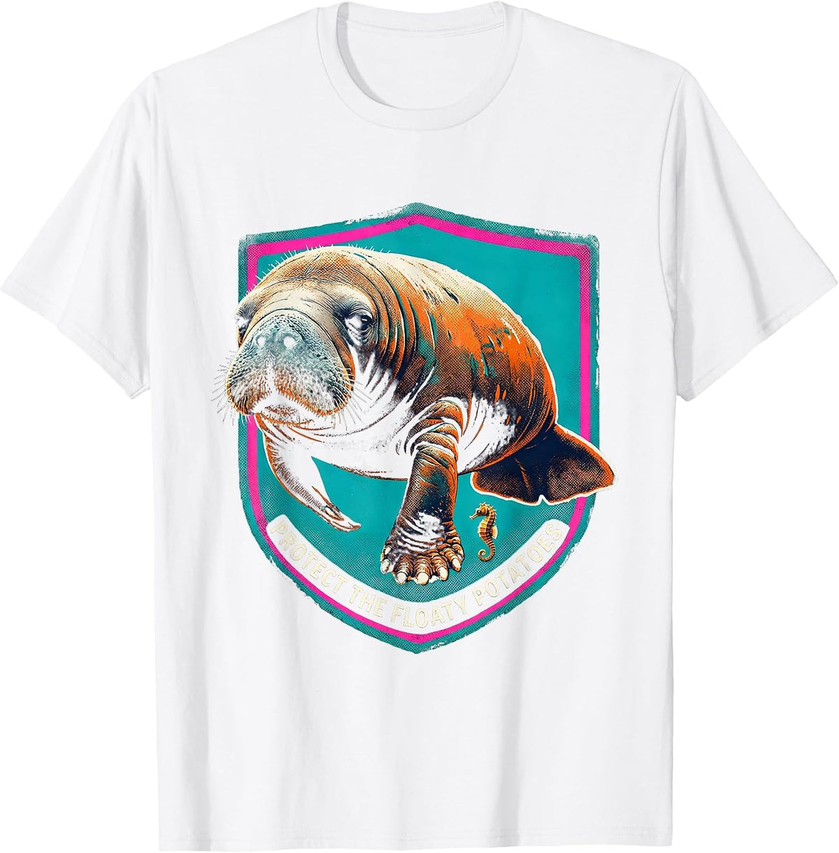 Men's Protect The Floaty Potatoes Funny Manatee Sea Animal Lover T-Shirt - White