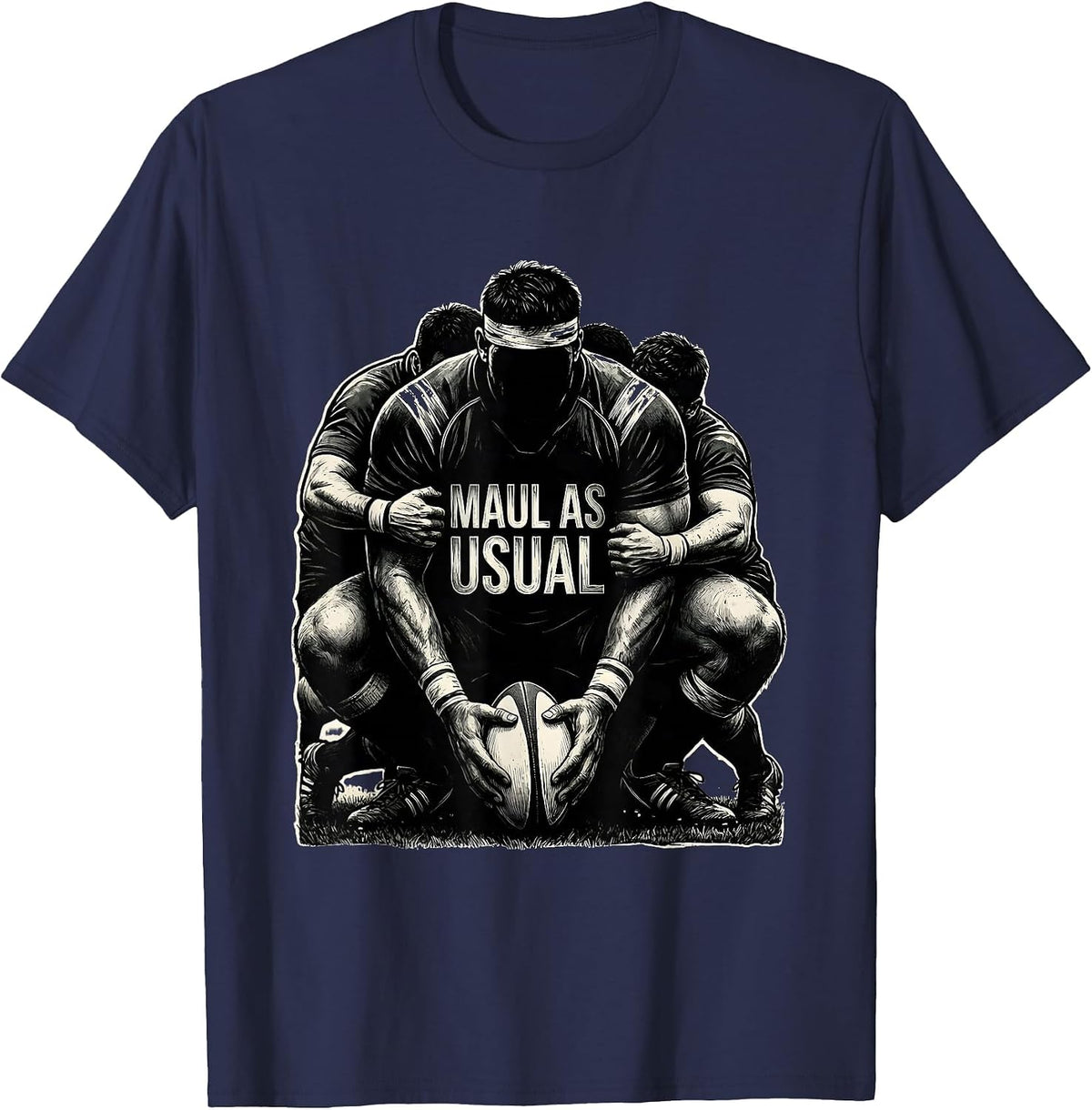 Men's Maul As Usual Funny Rugby Player Coach Fan Humor T-Shirt - Navy Blue