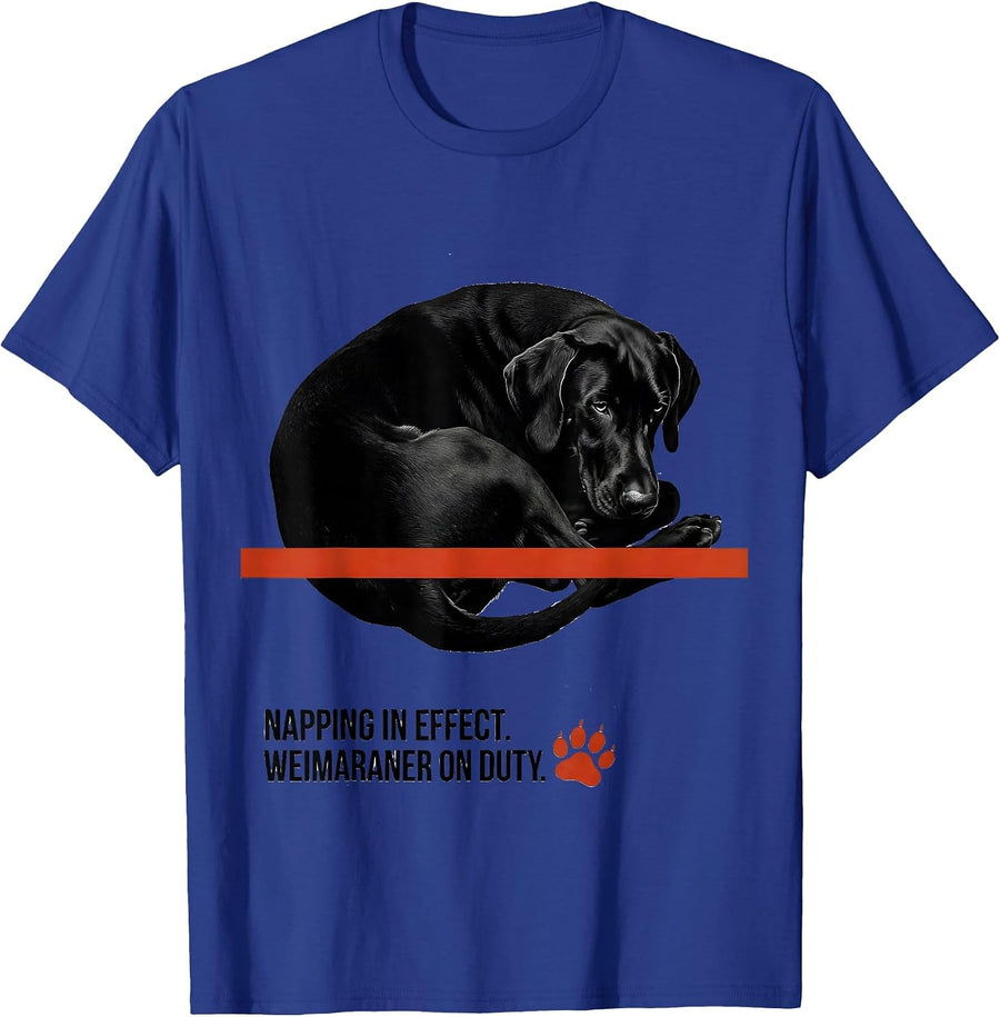 Napping In Effect Weimaraner On Duty Official Sleepshirt Dog T-Shirt - Royal Blue