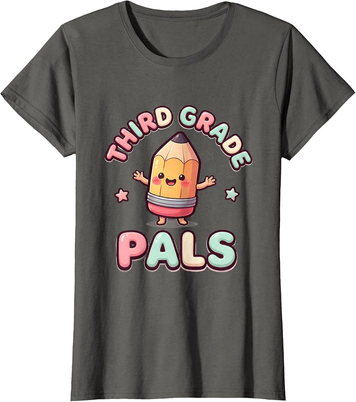 Women's Third Grade Pals Cute Kawaii Back To School Teacher Student T-Shirt - Asphalt Grey