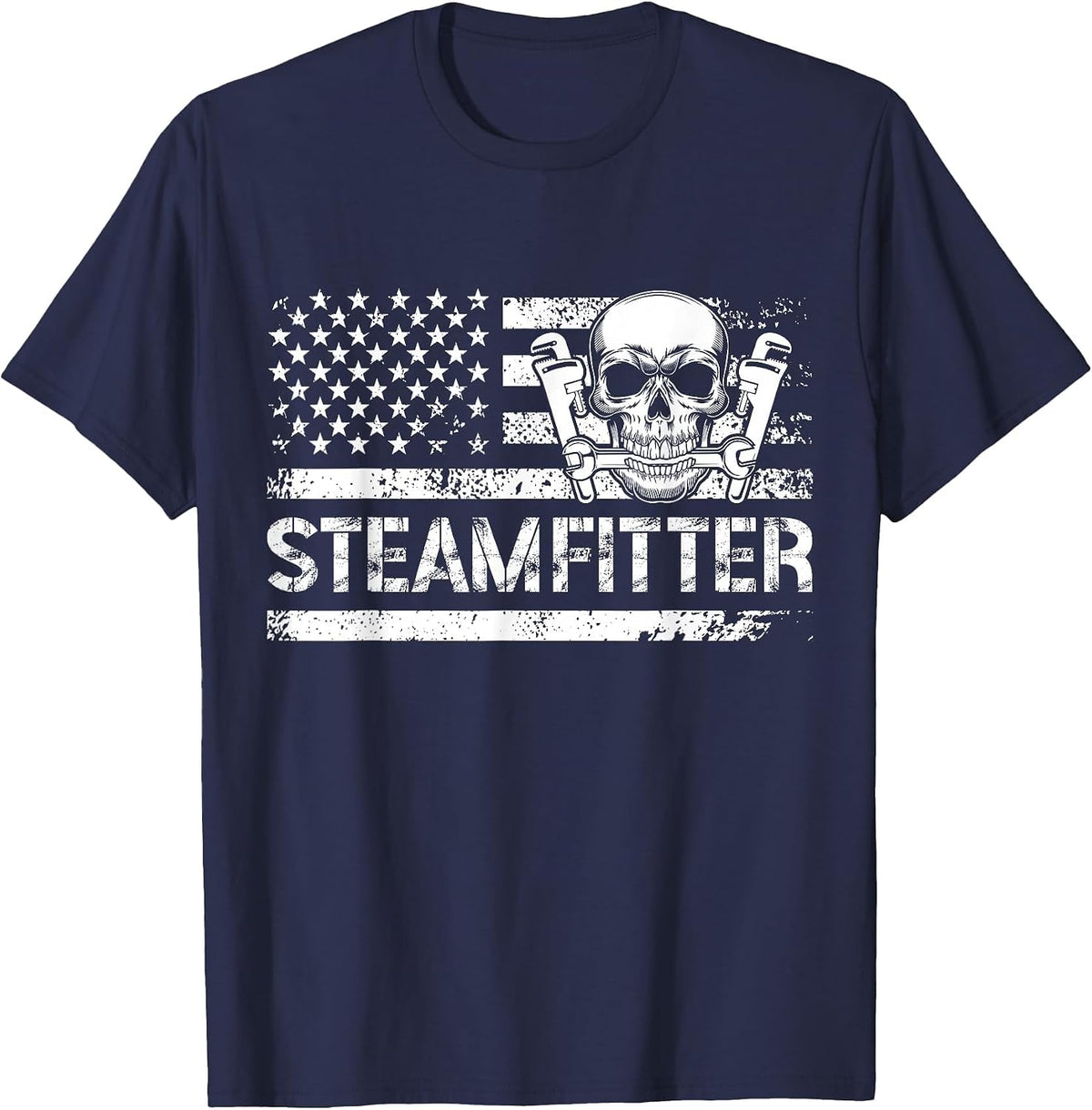 Steamfitter US Flag Pipefitter Steamfitters T-Shirt - Navy Blue