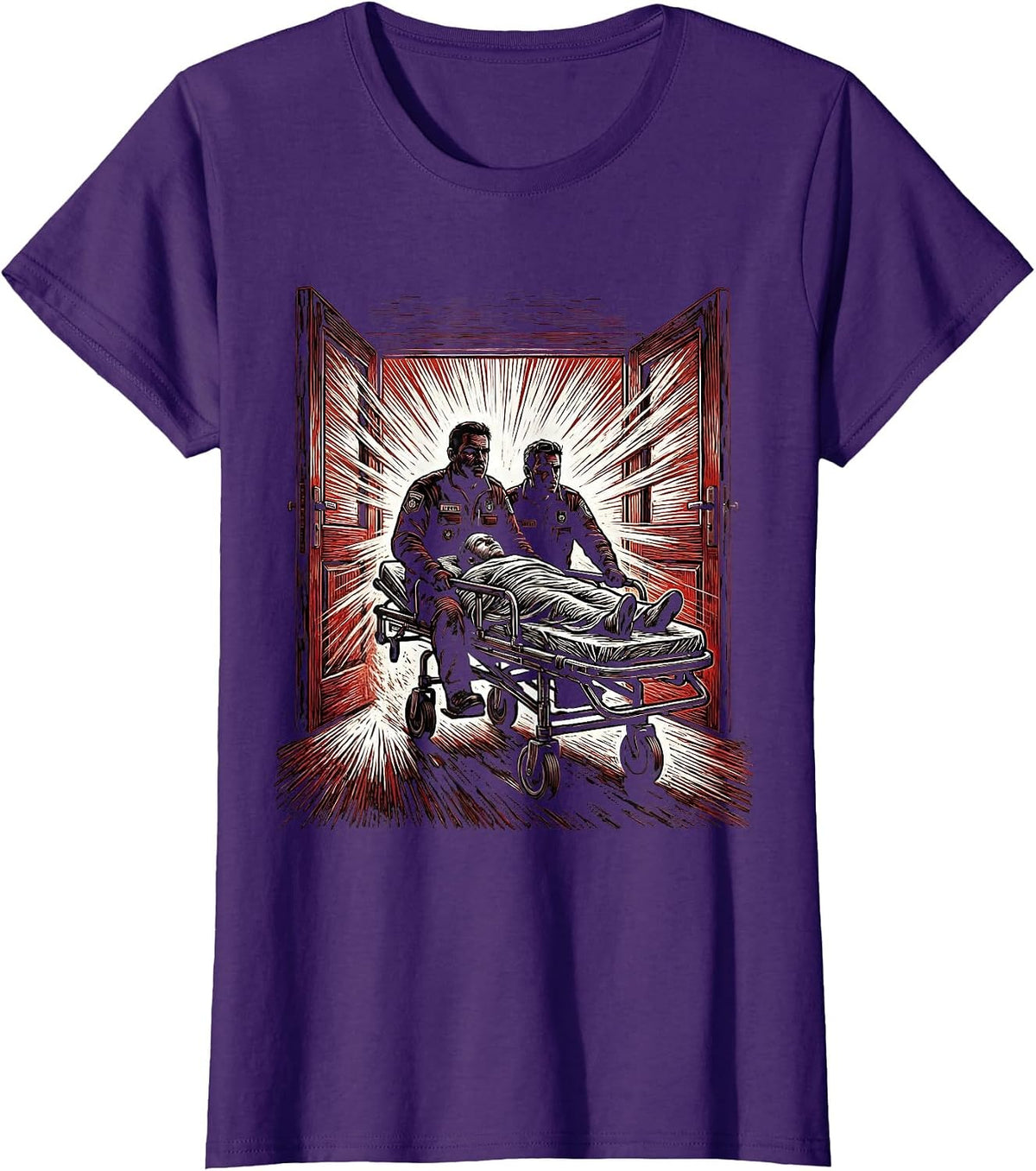 Women's EMT Rushing Patient on Stretcher Graphic T-Shirt - Purple