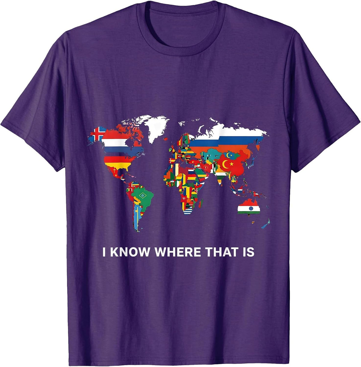 Men's I Know Where That Is Geography Lover Map Enthusiast Travel T-Shirt - Purple