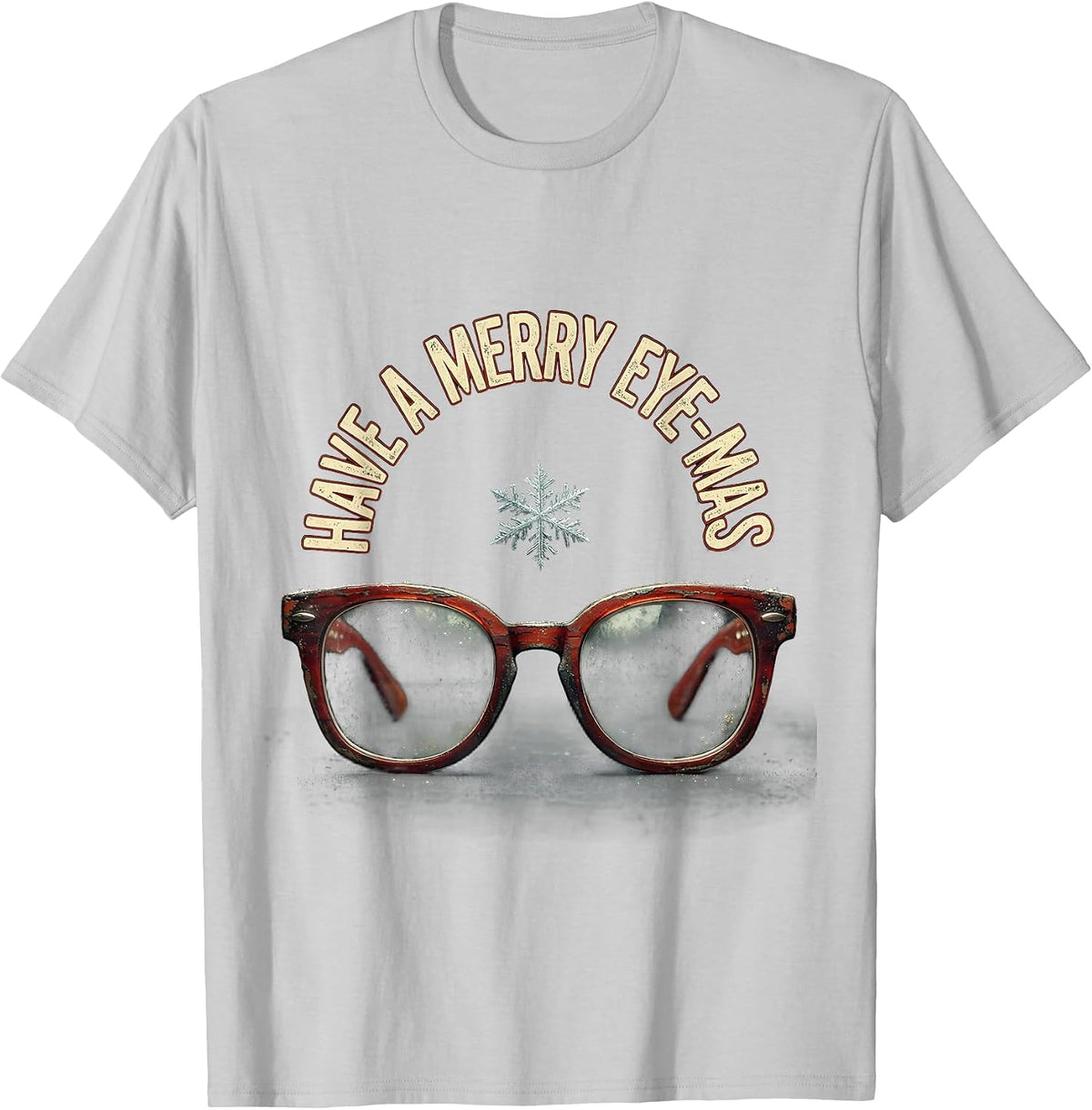Men's Have A Merry Eye-Mas Distressed Optometrist Christmas T-Shirt - Silver Grey
