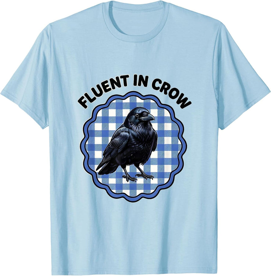 Men's Fluent in Crow Bird Lover Design T-Shirt - Baby Blue