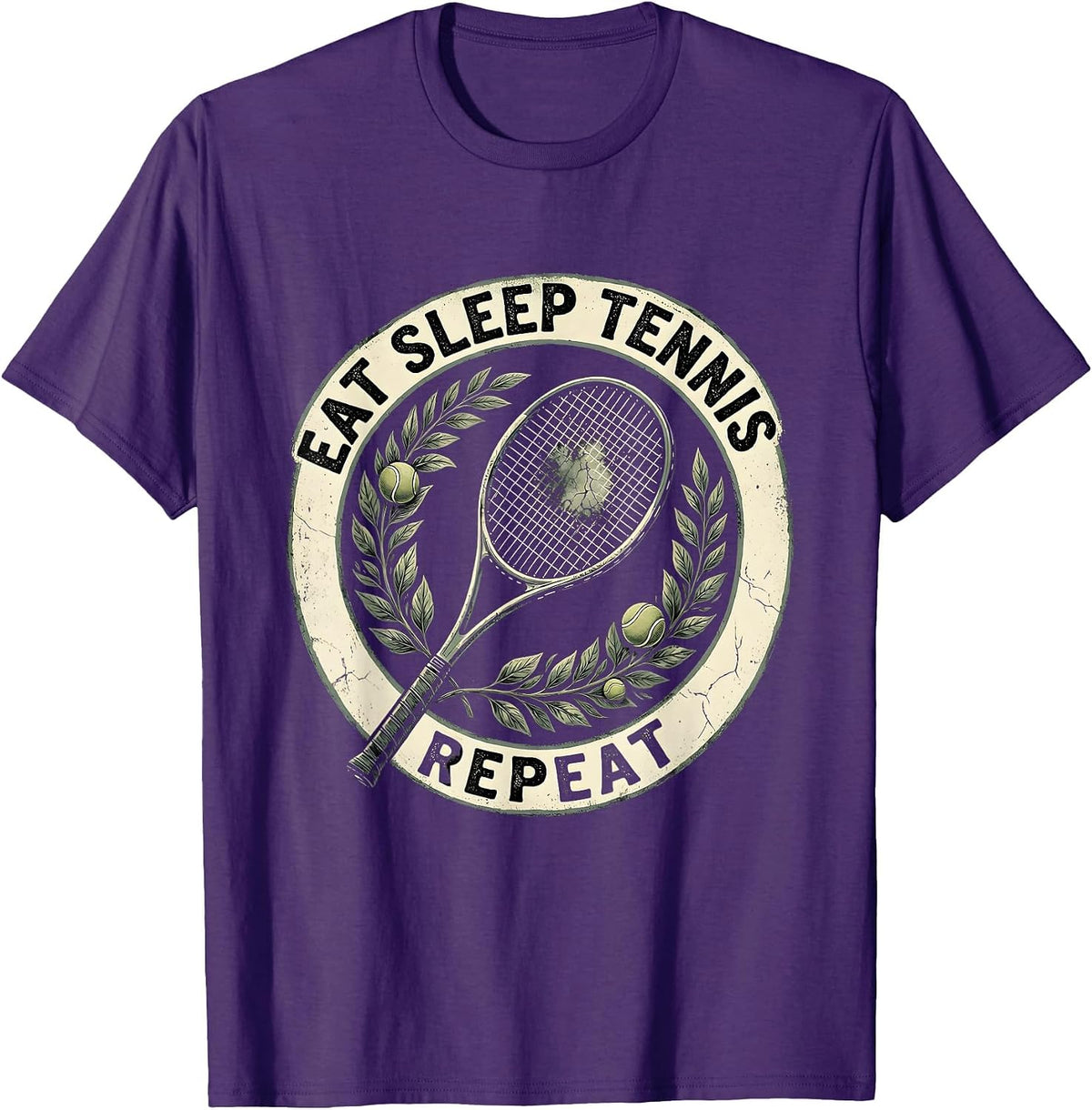 Eat Sleep Tennis Repeat Bold Tennis Design T-Shirt - Purple