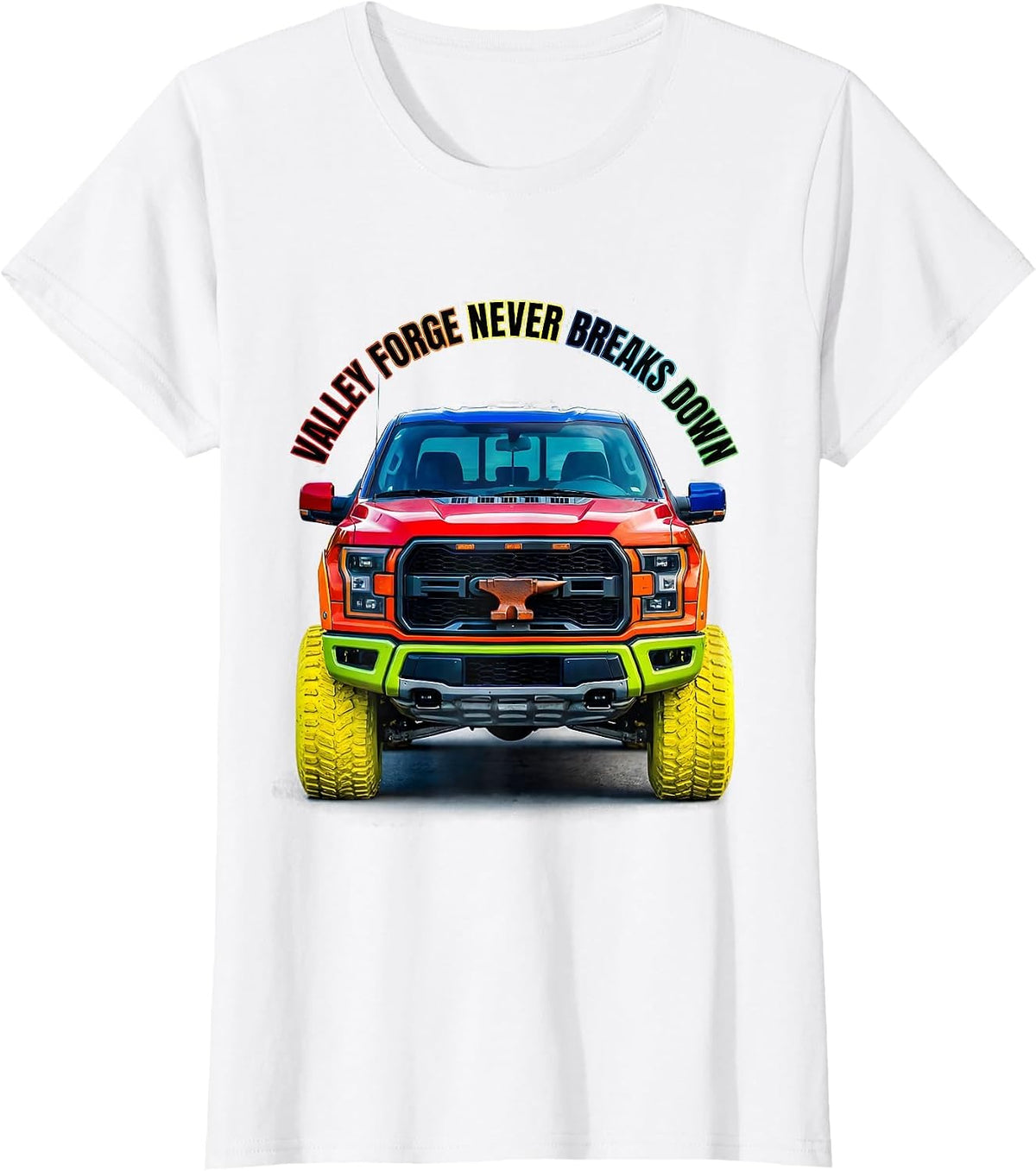 Valley Forge Never Breaks Down Automotive Design T-Shirt - White