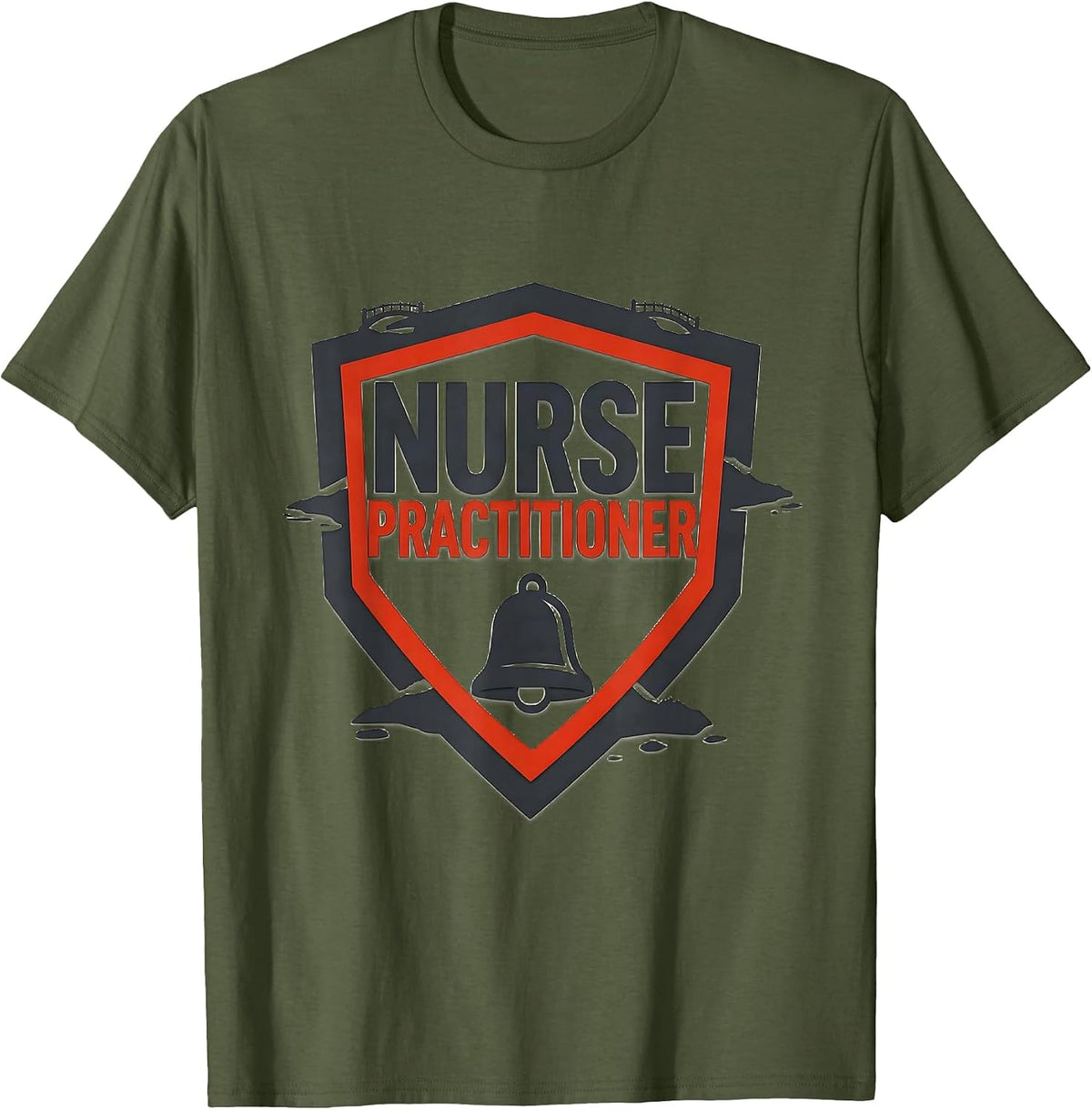 Men's Nurse Practitioner Stencil Graphic Healthcare Professional T-Shirt - Olive Green