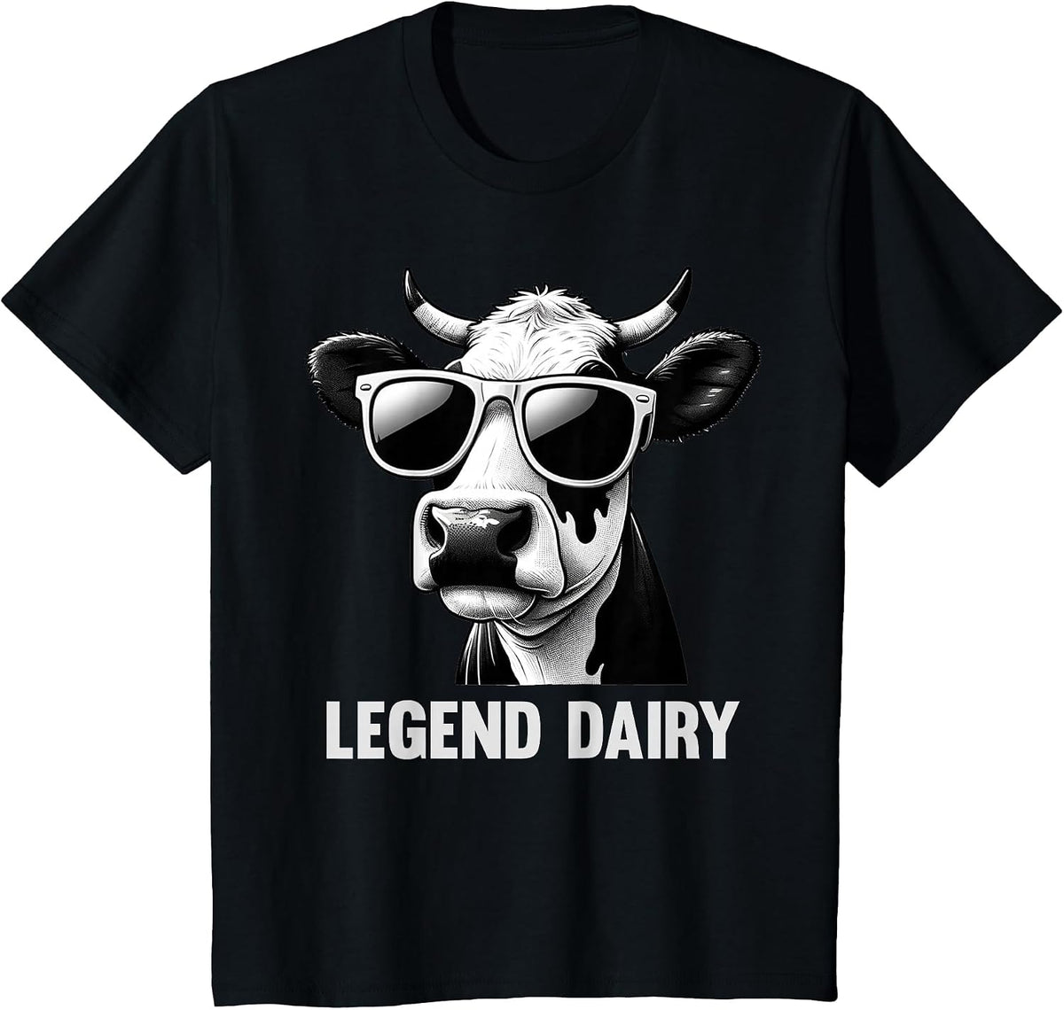 Legend Dairy Funny Farmer Cow Farmer Pun Graphic T-Shirt - Black