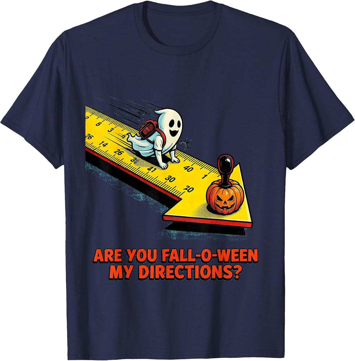 Are You Fall-O-Ween My Directions Funny Teacher Halloween T-Shirt - Navy Blue