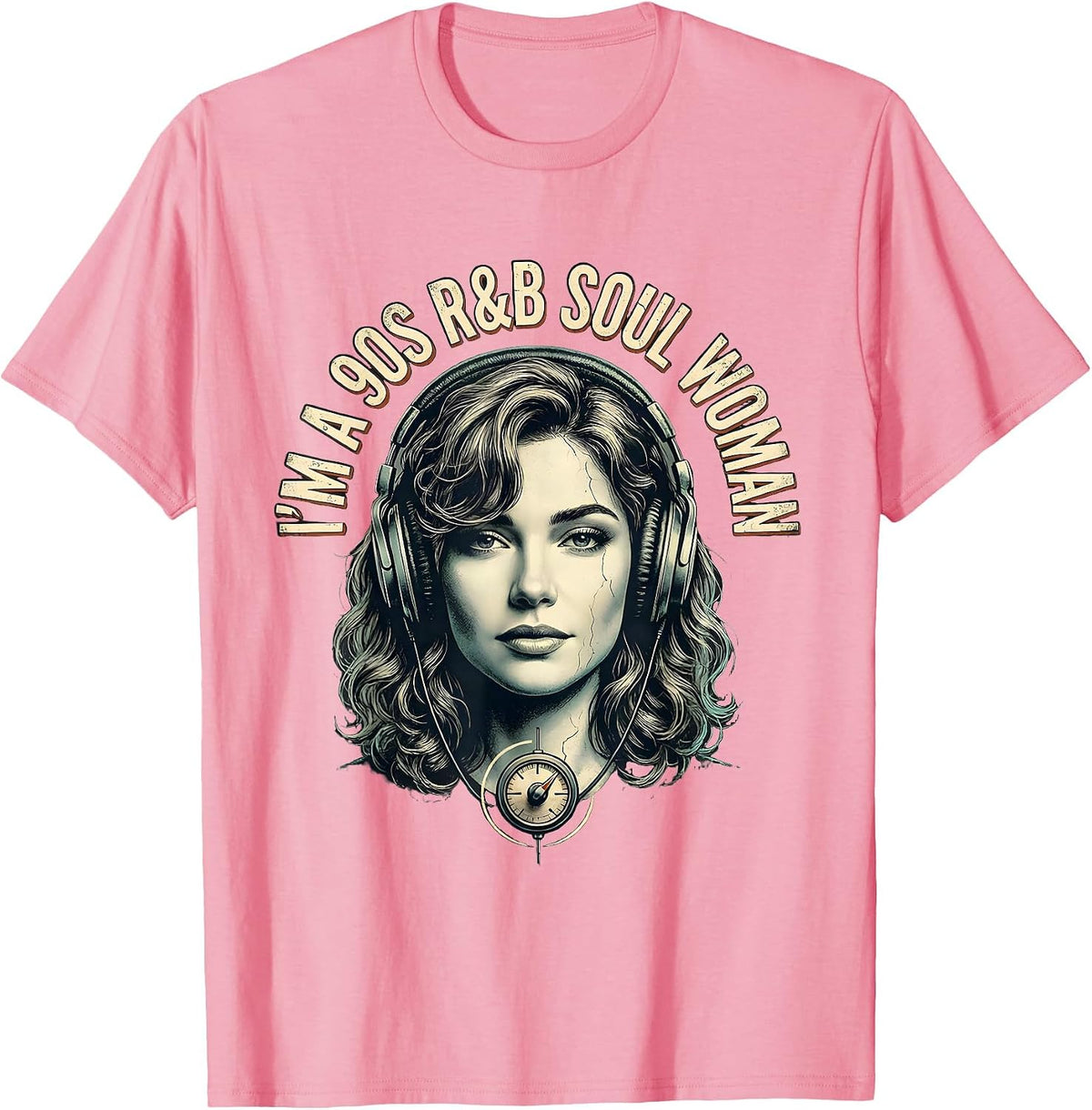 Men's I'm A 90s R&B Soul Woman Distressed Retro Music Fan T-Shirt - Pink