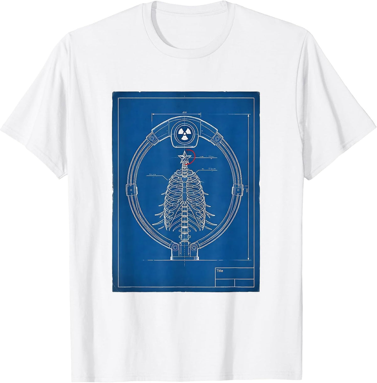 Men's CT Scanner Holiday Tree Radiology Tech Christmas Blueprint T-Shirt - White
