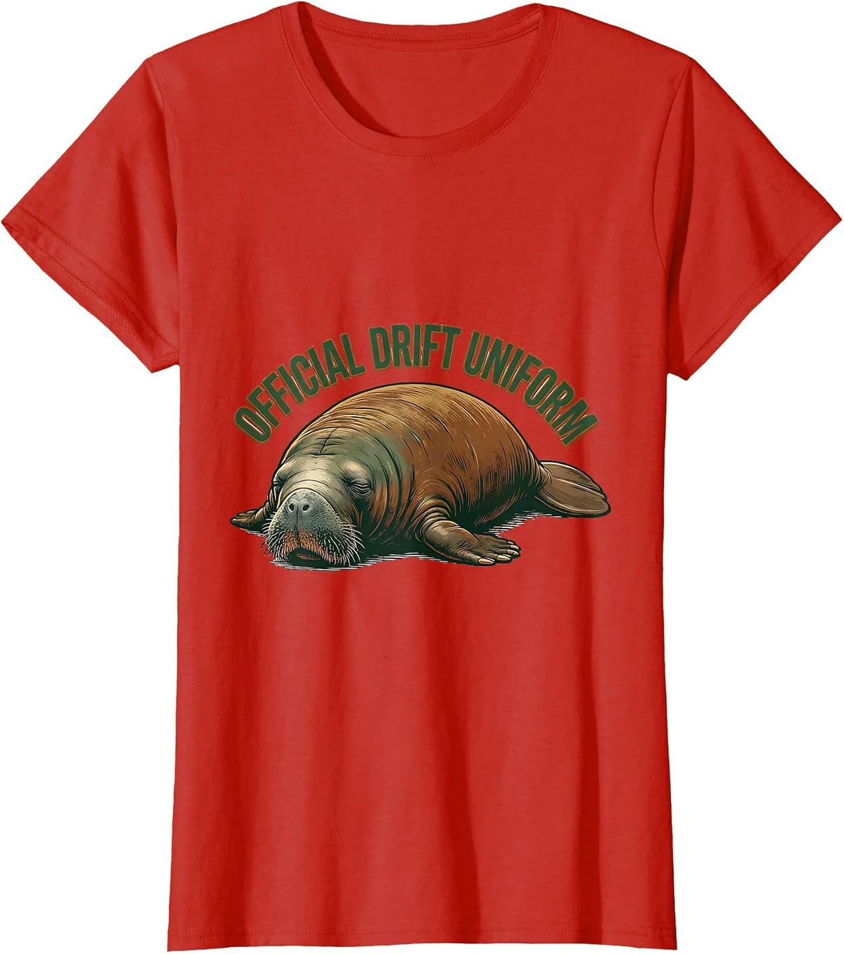Women's Official Drift Uniform Vintage Manatee Sea Cow Wildlife T-Shirt - Red