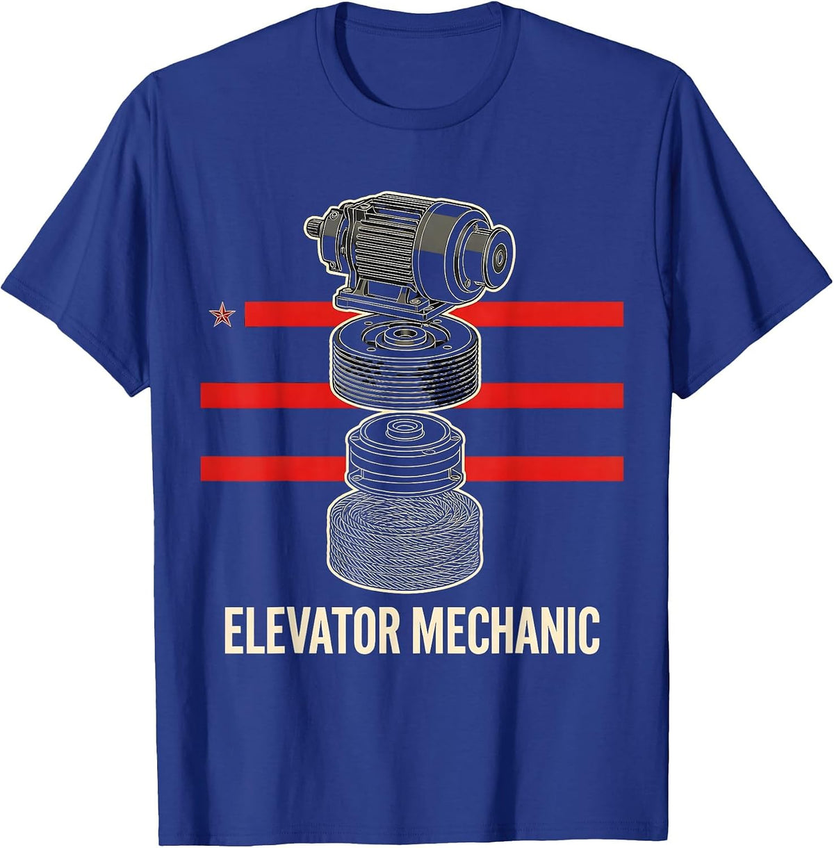 Elevator Mechanic American Flag Patriotic Oilfield Worker T-Shirt - Royal Blue
