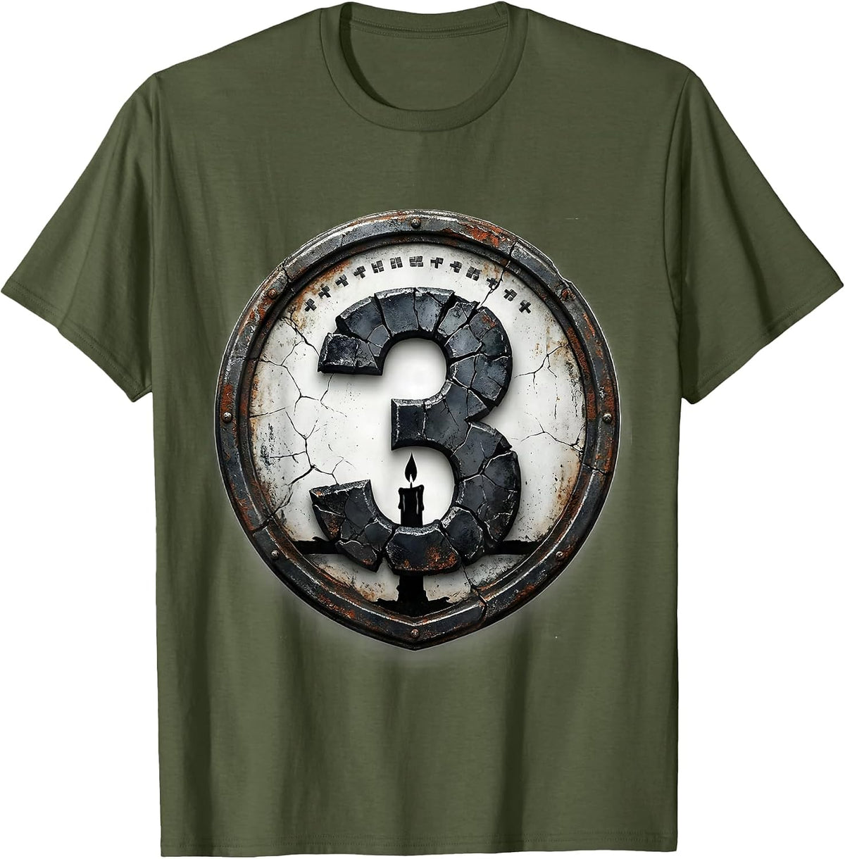 Men's Distressed Shield Birthday Family Role Humor Gift T-Shirt - Olive Green