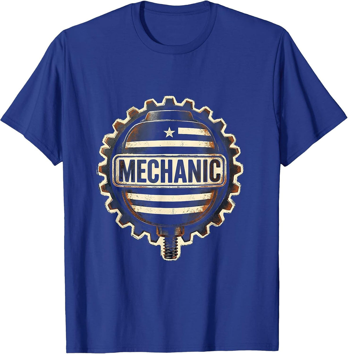 Mechanic Rubber Stamp American Flag Oilfield Worker Gift T-Shirt - Royal Blue
