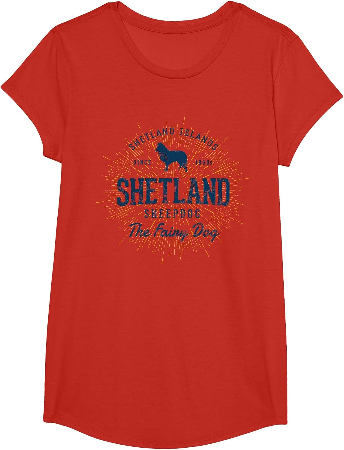Vintage Sheltie Shetland Sheepdog Retro T-Shirt - Girls Red