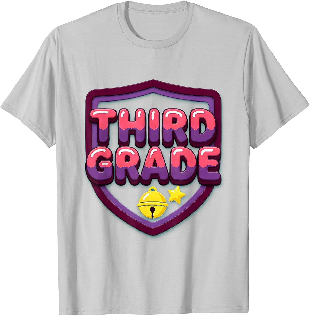Men's Third Grade Gummy Jelly Pop Back To School Teacher Student T-Shirt - Silver Grey