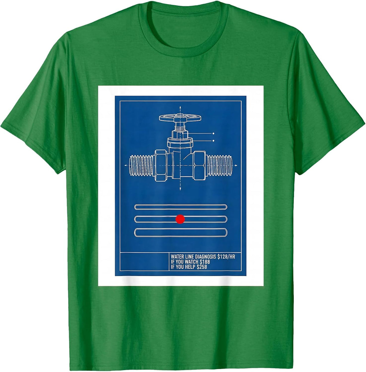 Men's Water Line Diagnosis Funny Plumber Dad Gift T-Shirt - Kelly Green