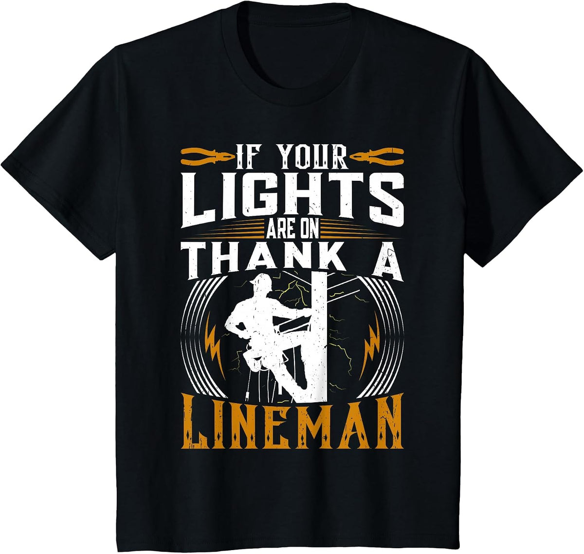 Thank a Proud American Electrician and Lineman T-Shirt - Black