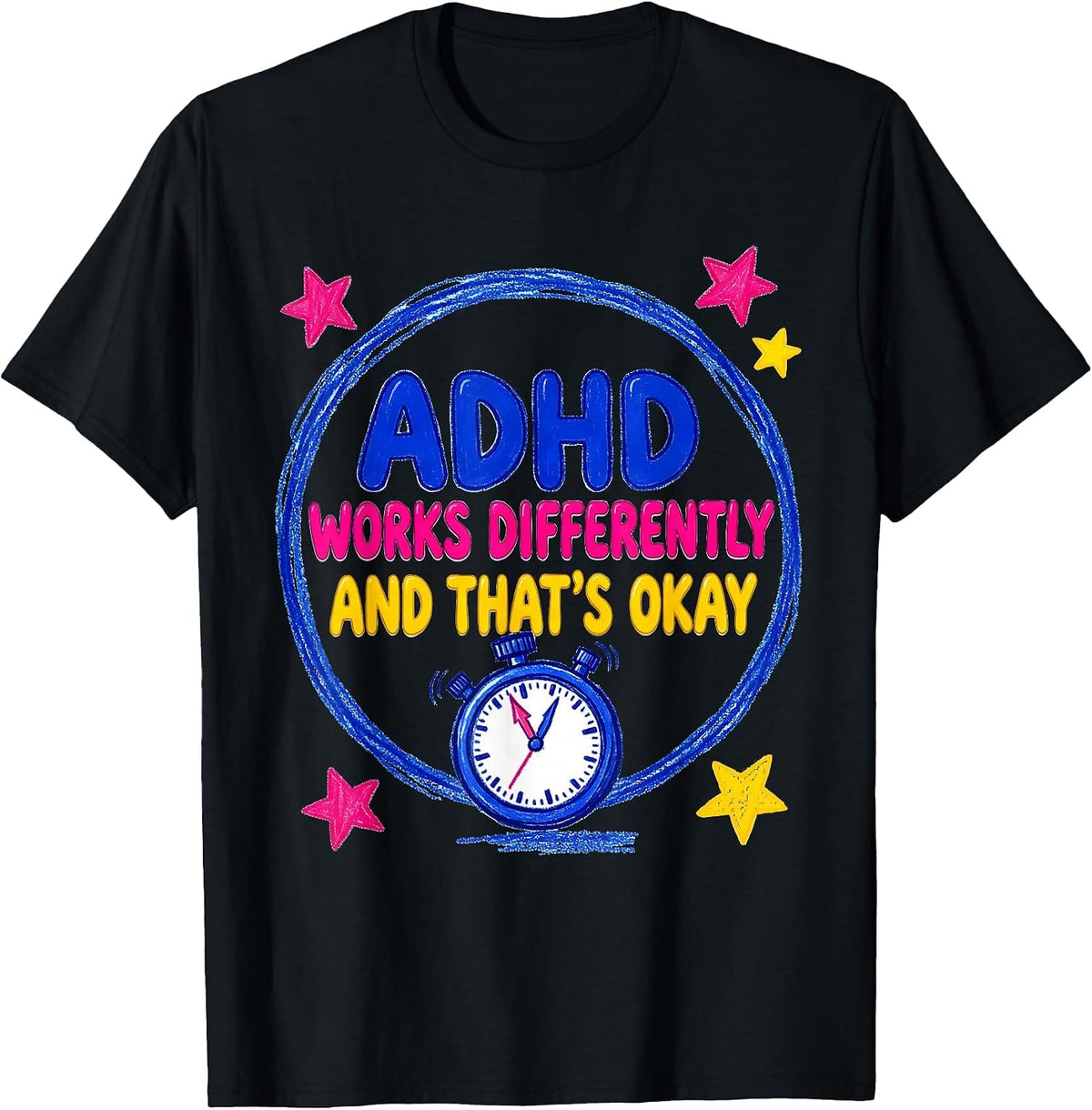 Men's ADHD Works Differently, And That's Okay Neurodivergent T-Shirt - Black