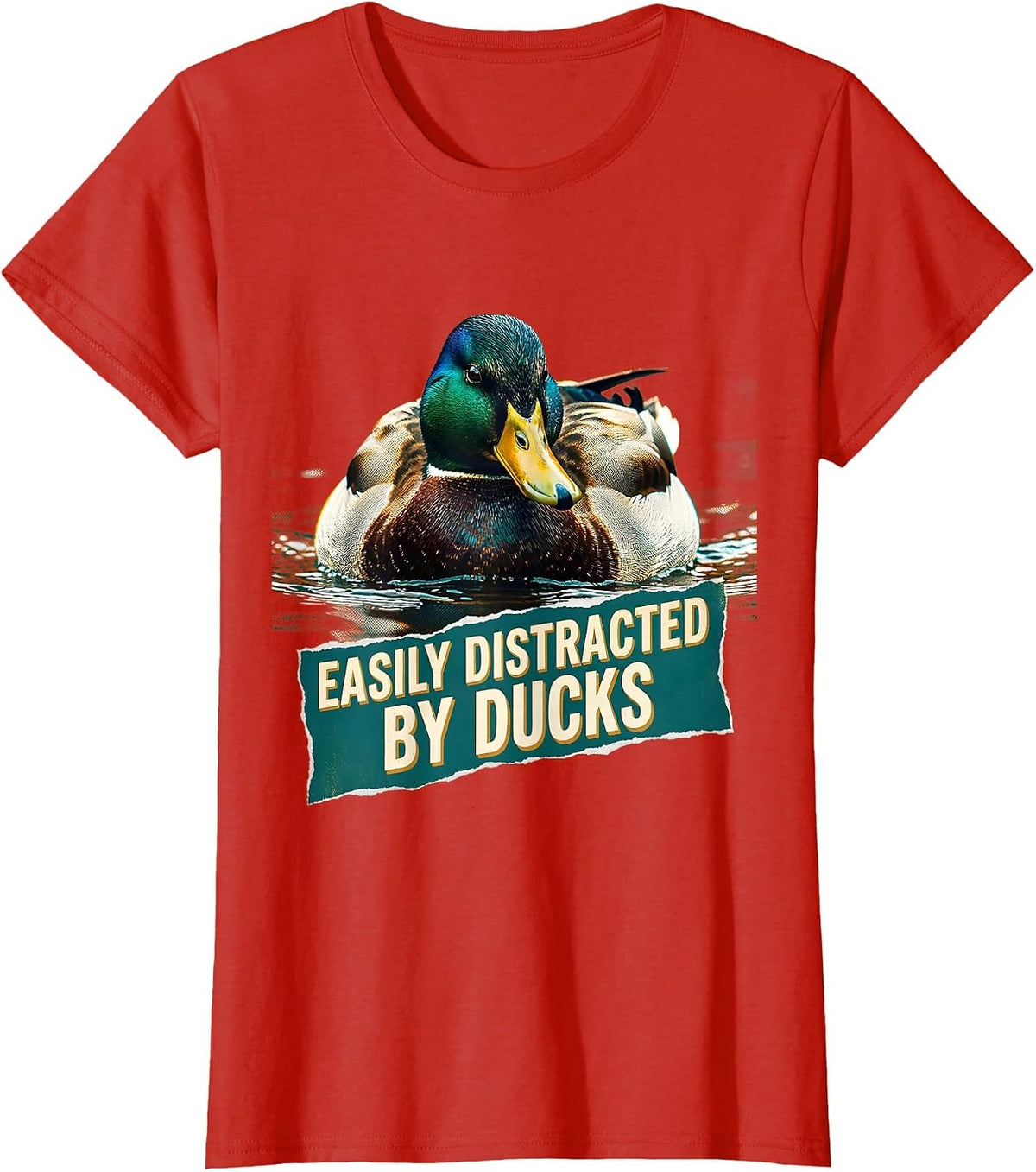 Easily Distracted By Ducks Funny Duck Lover Design T-Shirt - Red